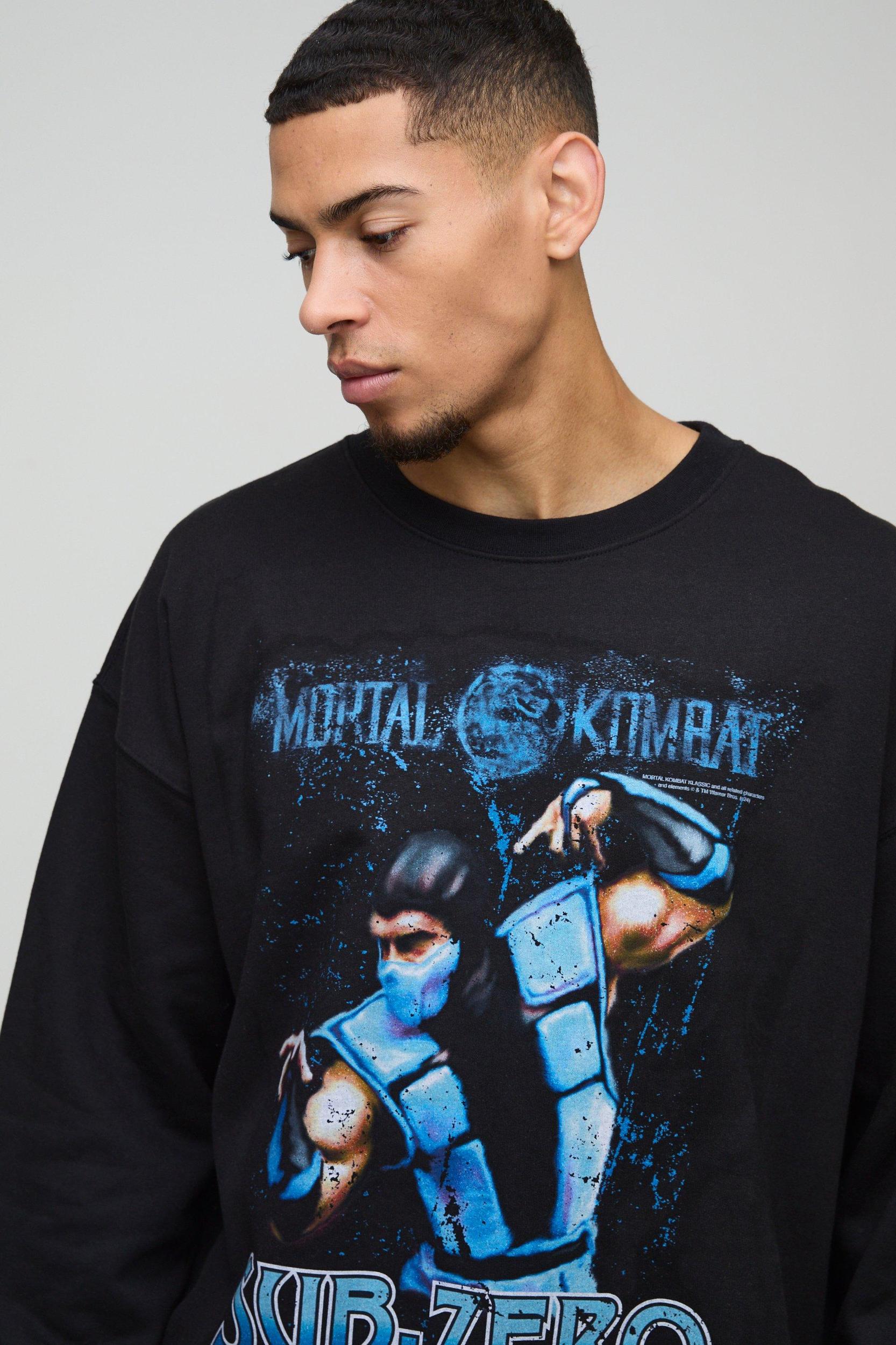 Oversized Mortal Kombat Sub Zero License Print Sweatshirt | boohooMAN USA Product Image