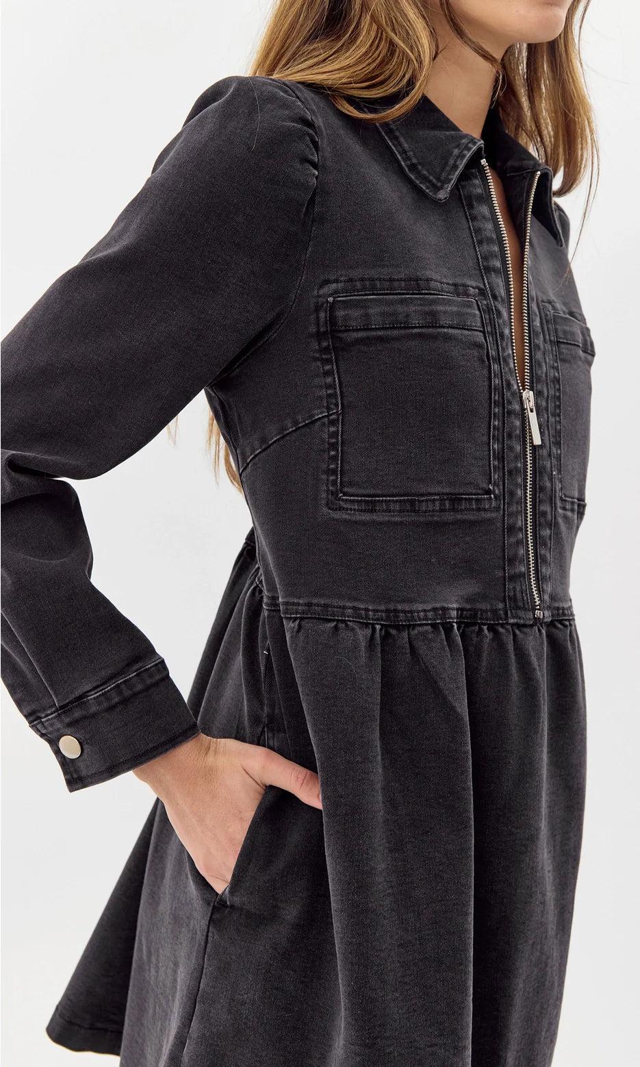 Lia Denim Zip Dress Product Image