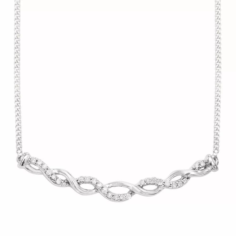 HDI Two Tone Sterling Silver 1/8 Carat. T.W. Diamond Necklace, Women's,  Product Image