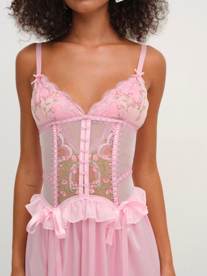 Ily Embroidered Slip Dress — Pink Product Image
