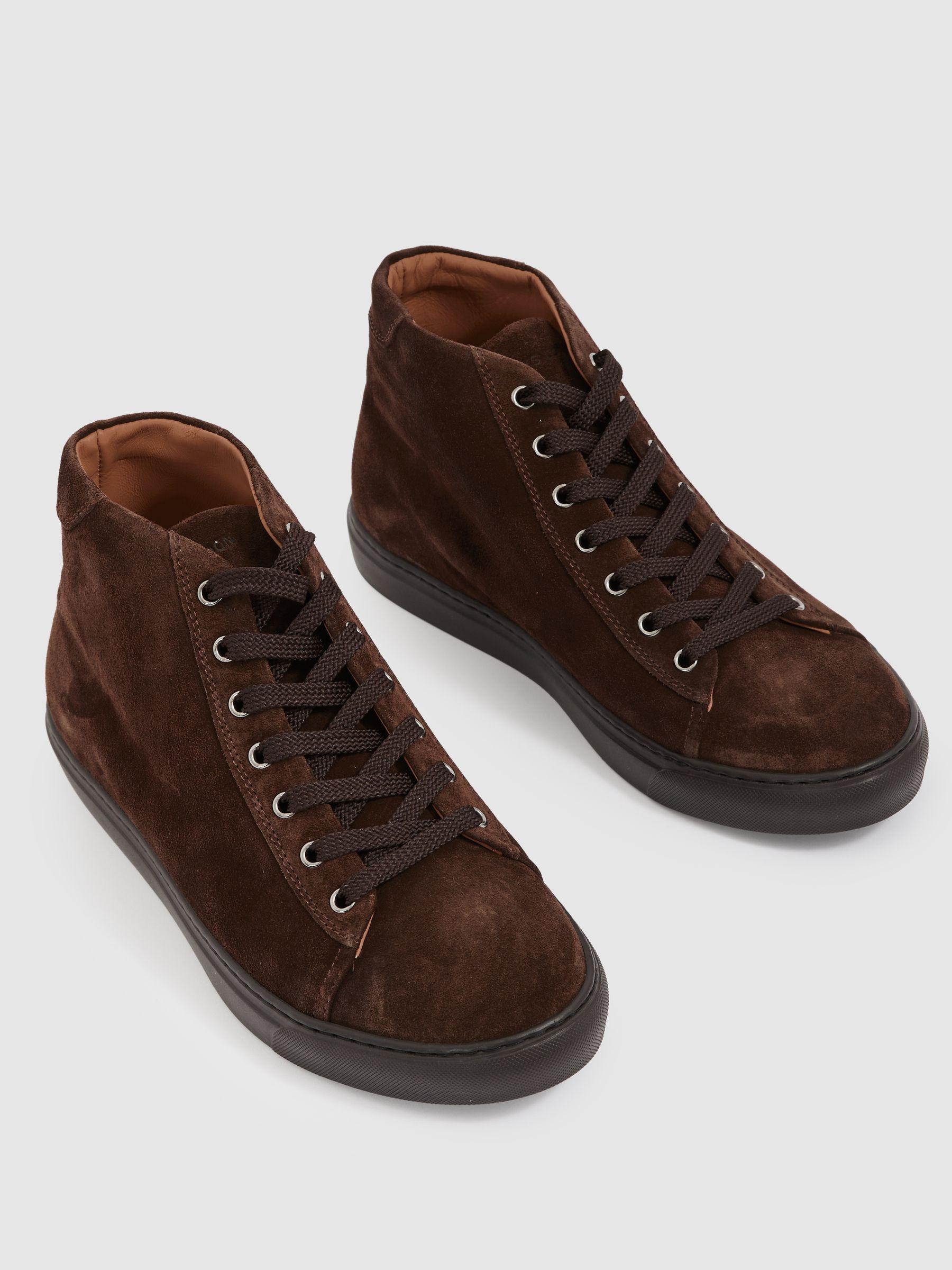 Harrys London Suede High-Top Trainers in Dark Brown Product Image