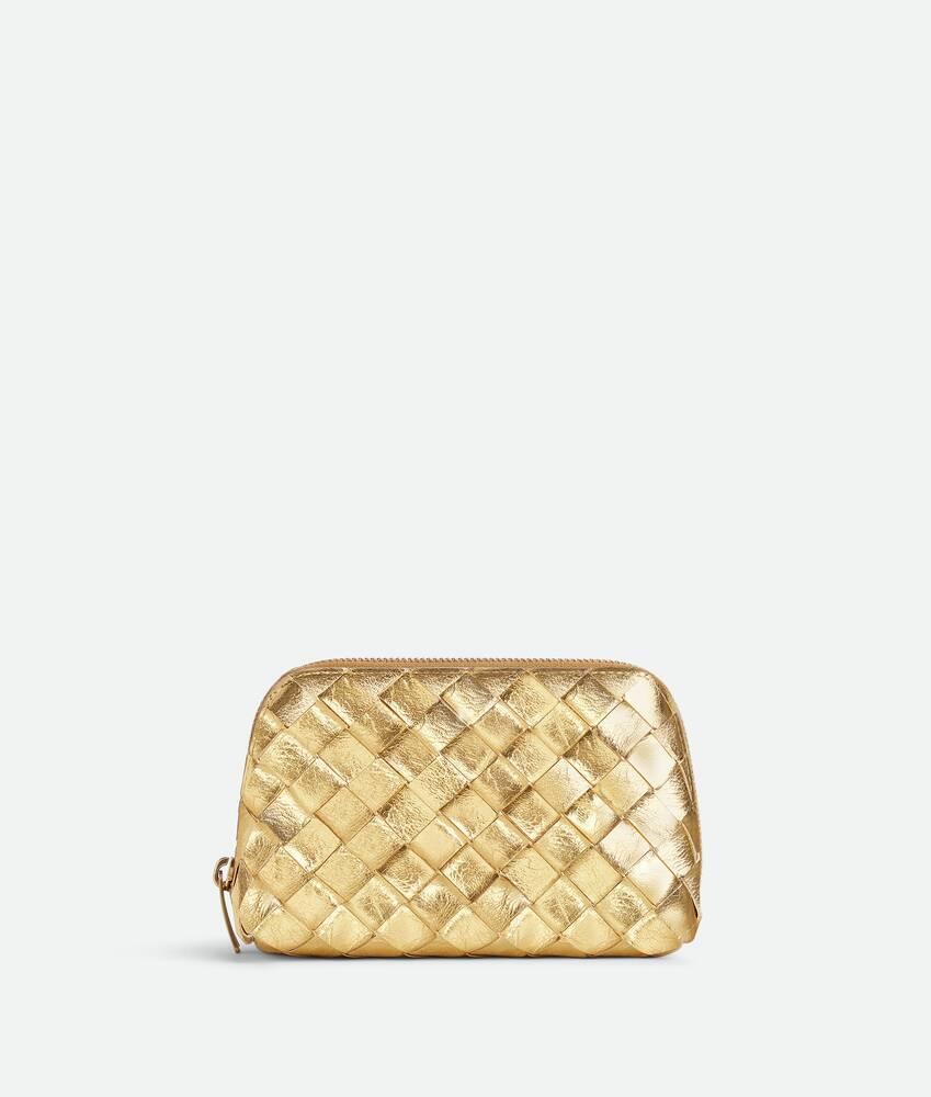 Women's Intrecciato Small Beauty Pouch in Gold Product Image