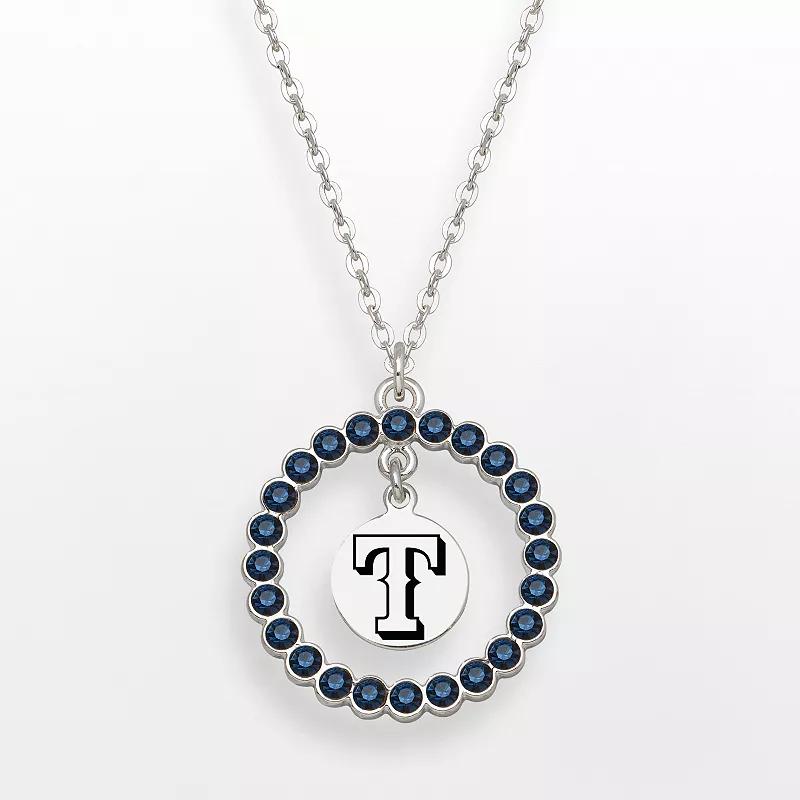 LogoArt Texas Rangers Silver Tone Crystal Logo Charm Circle Pendant, Womens Montana Blue Product Image
