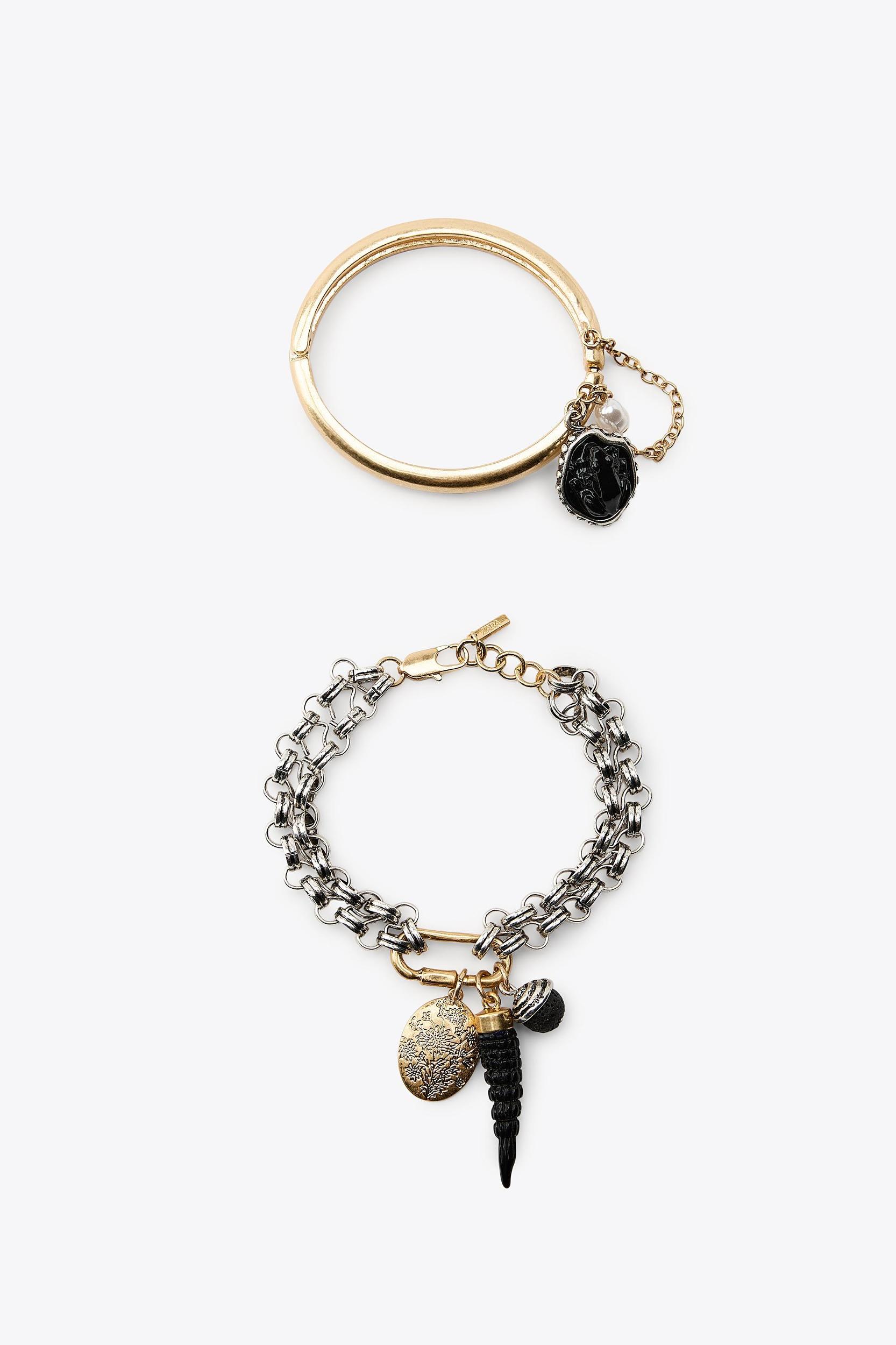 TWO-PACK OF MEDALLION AND CHARM BRACELETS Product Image