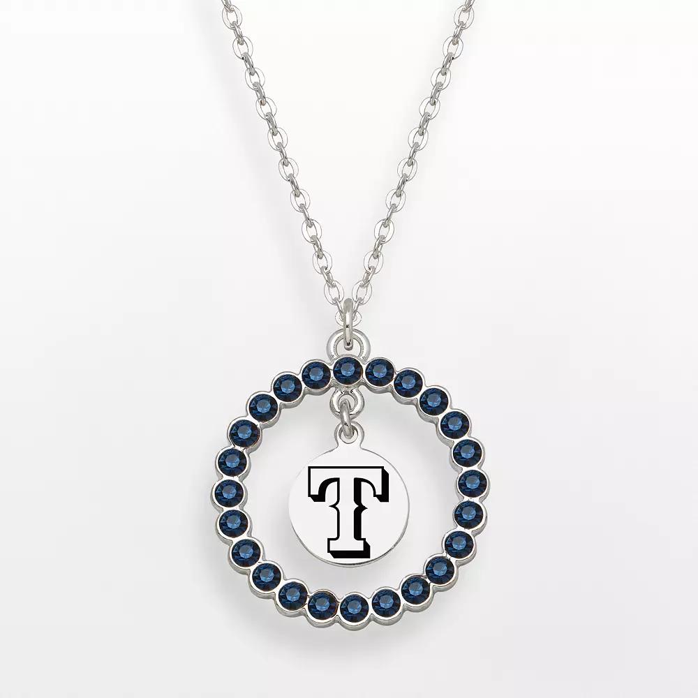 LogoArt Texas Rangers Silver Tone Crystal Logo Charm Circle Pendant, Womens Montana Blue Product Image