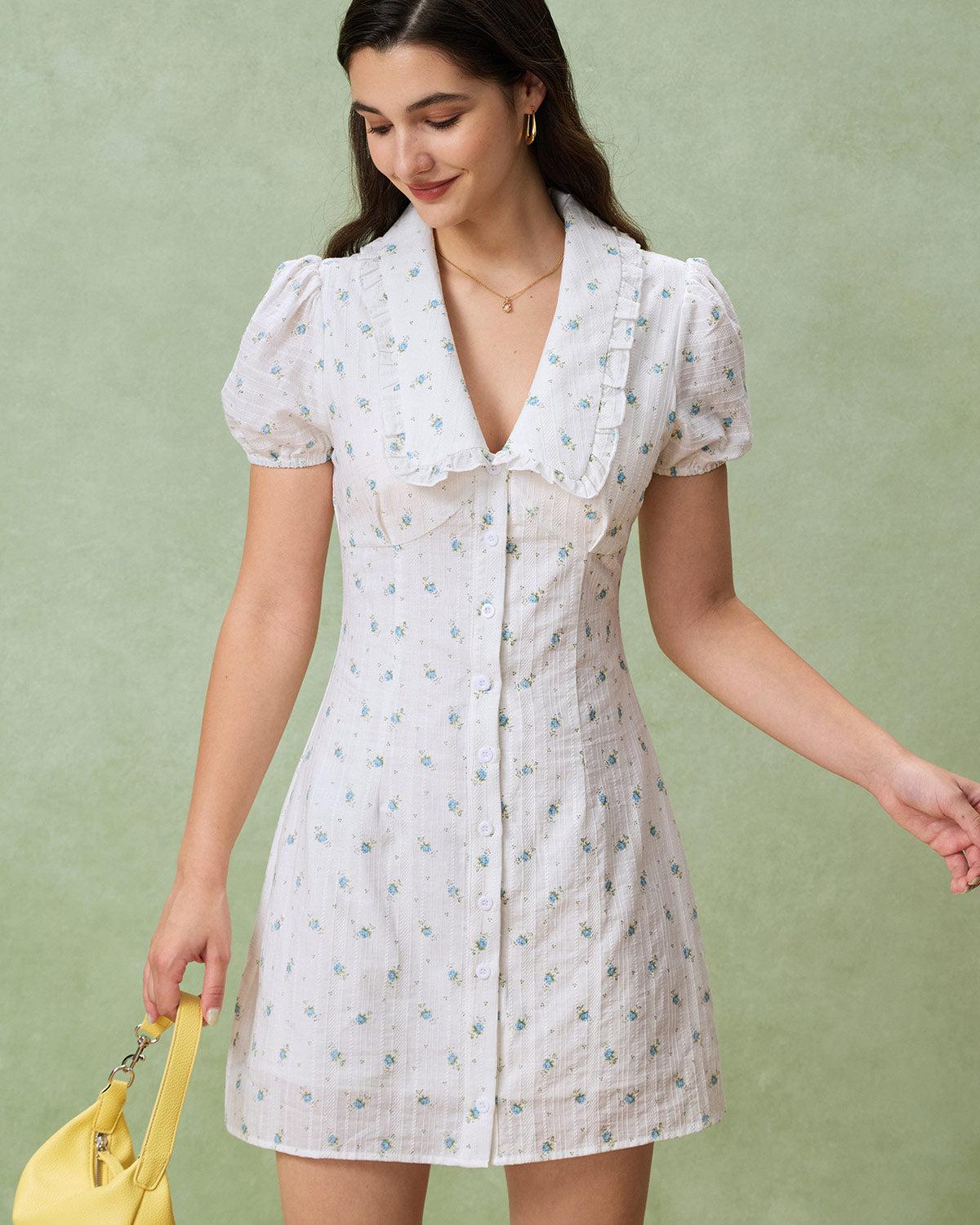 White Floral Chelsea Mini Dress Product Image