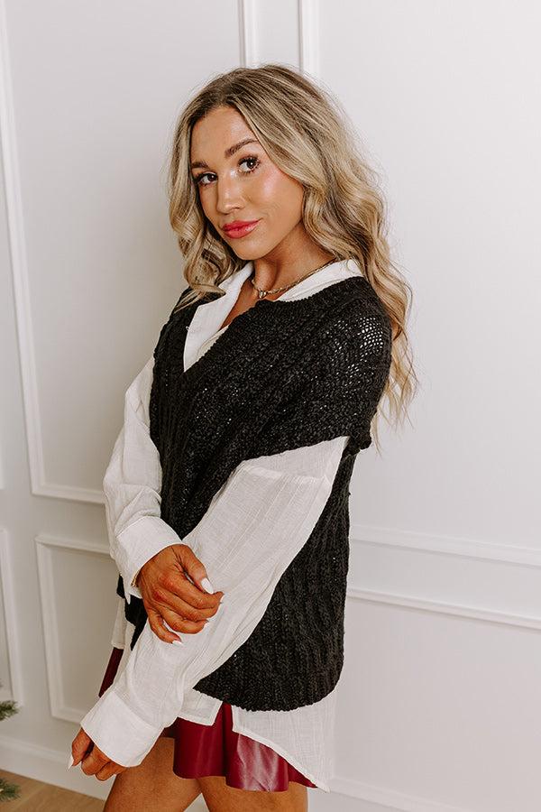 Block Party Chic Knit Top in Black Product Image