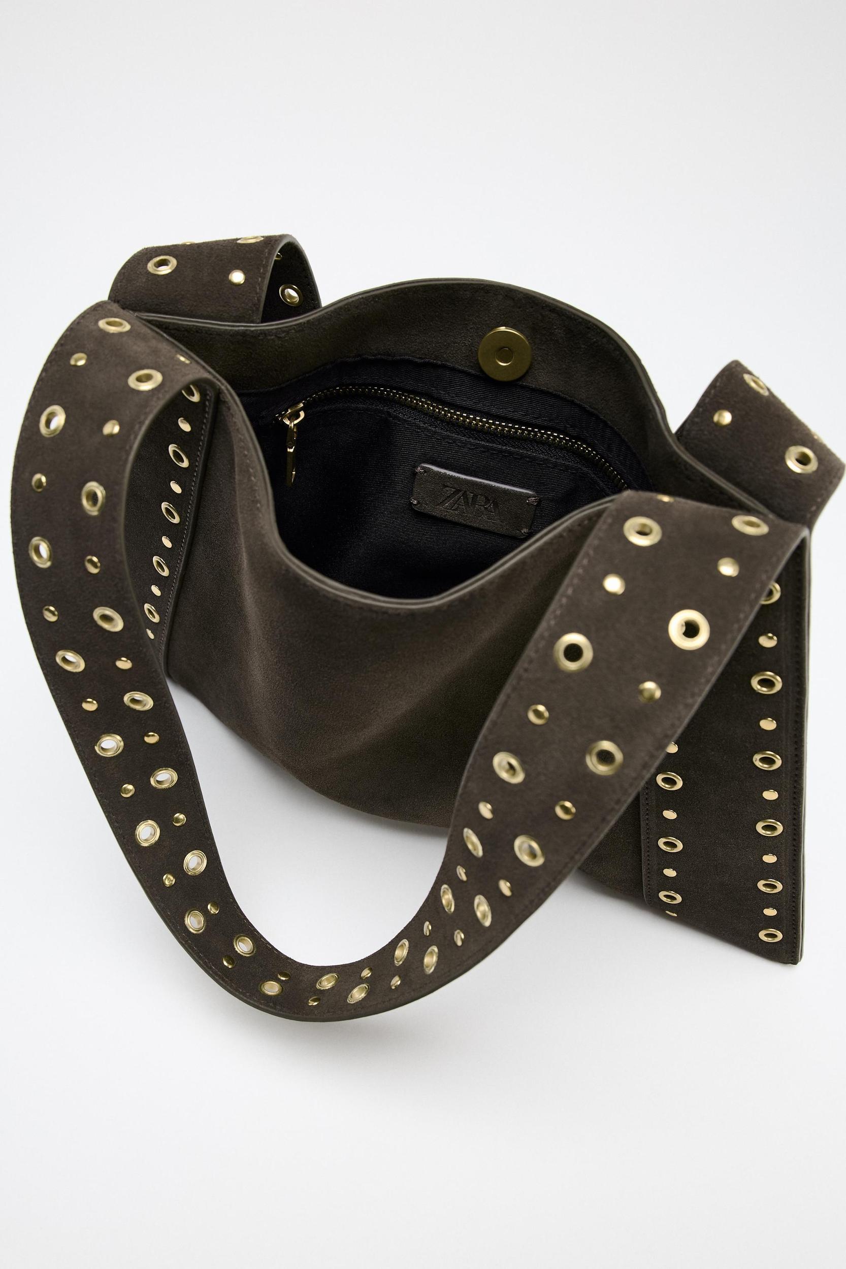 SUEDE STUDDED SHOULDER BAG Product Image