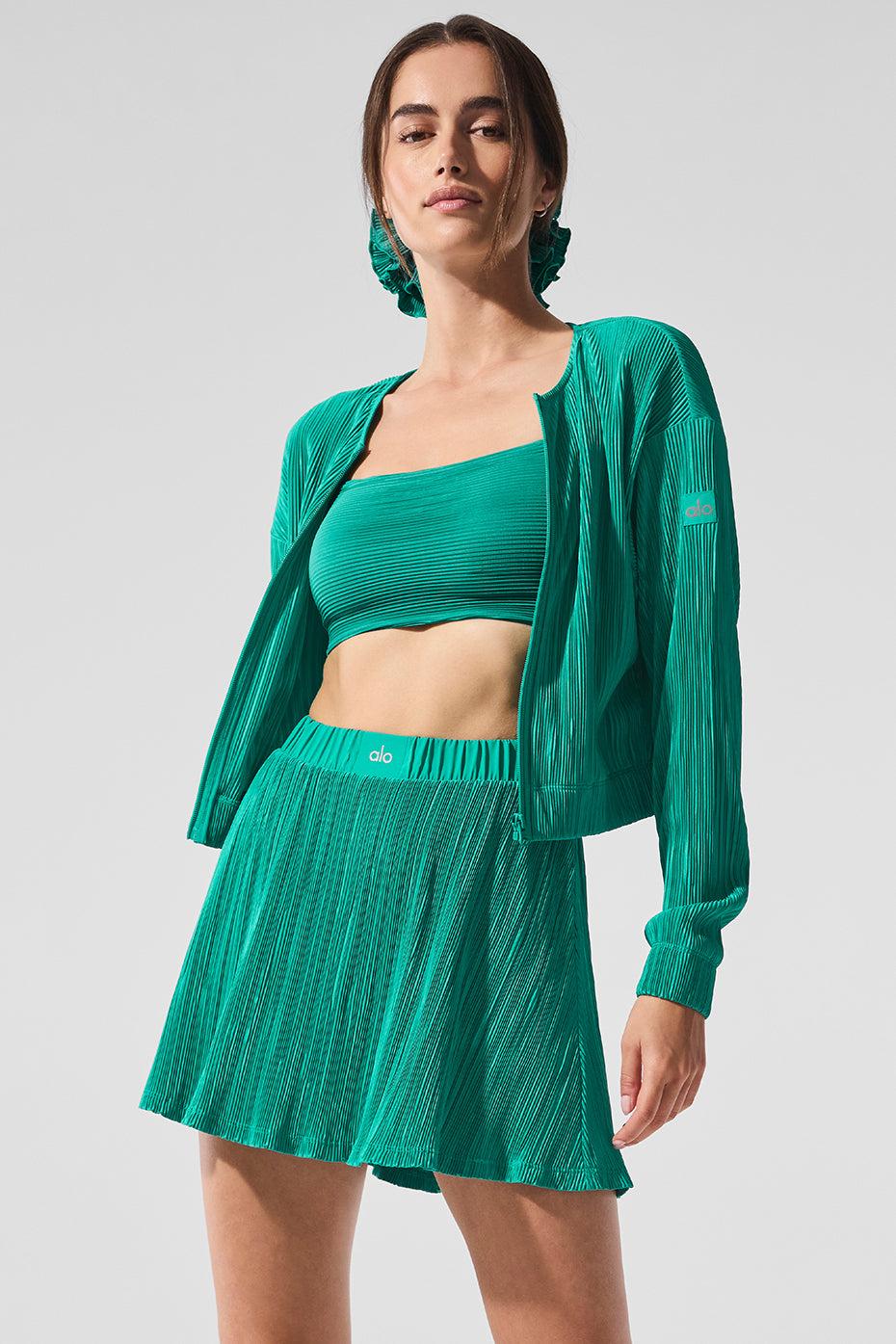 Cropped Micro Plisse Jacket - Spruce Green Product Image