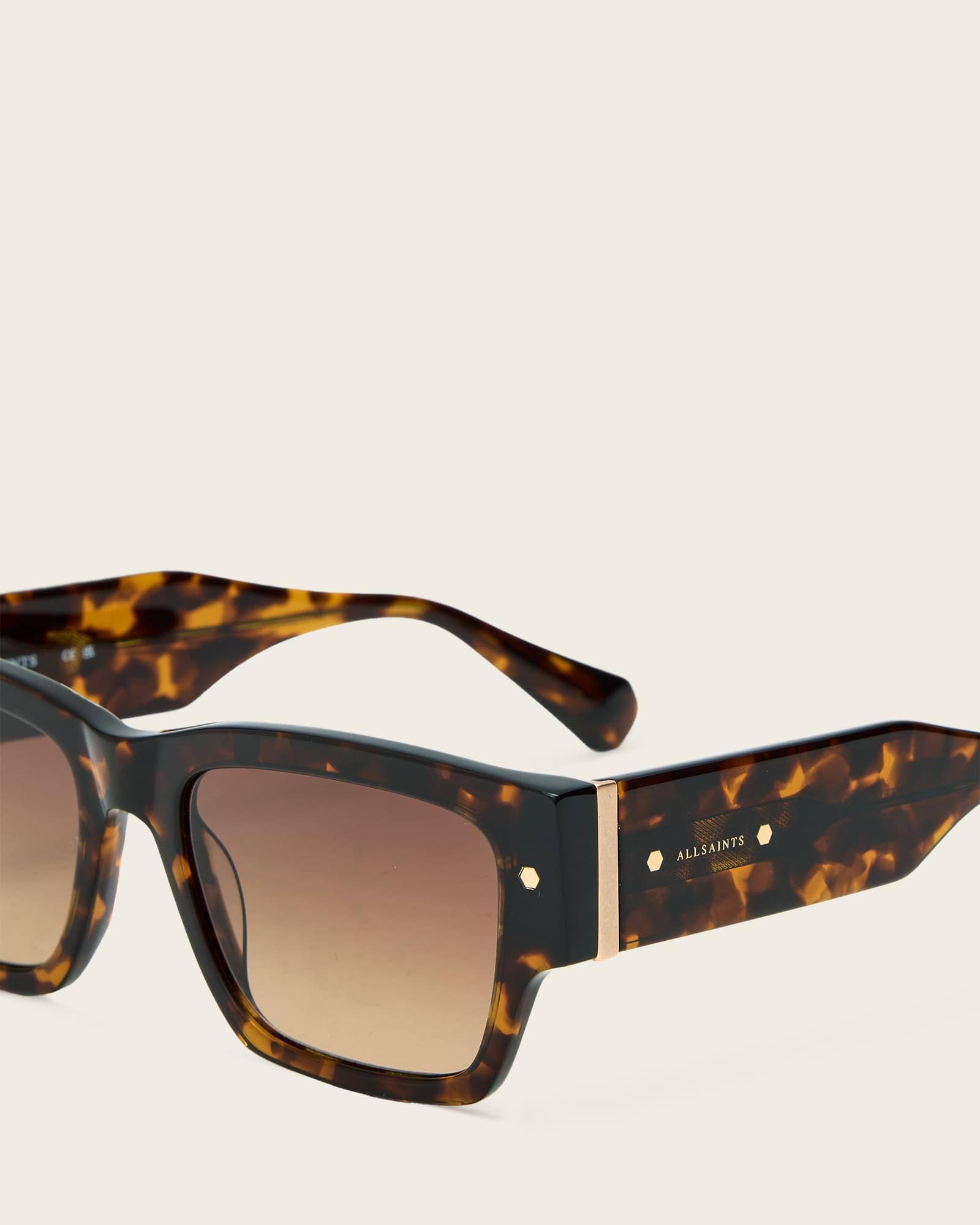 Suki Square Framed Sunglasses GLOSS BLACK | ALLSAINTS US Product Image