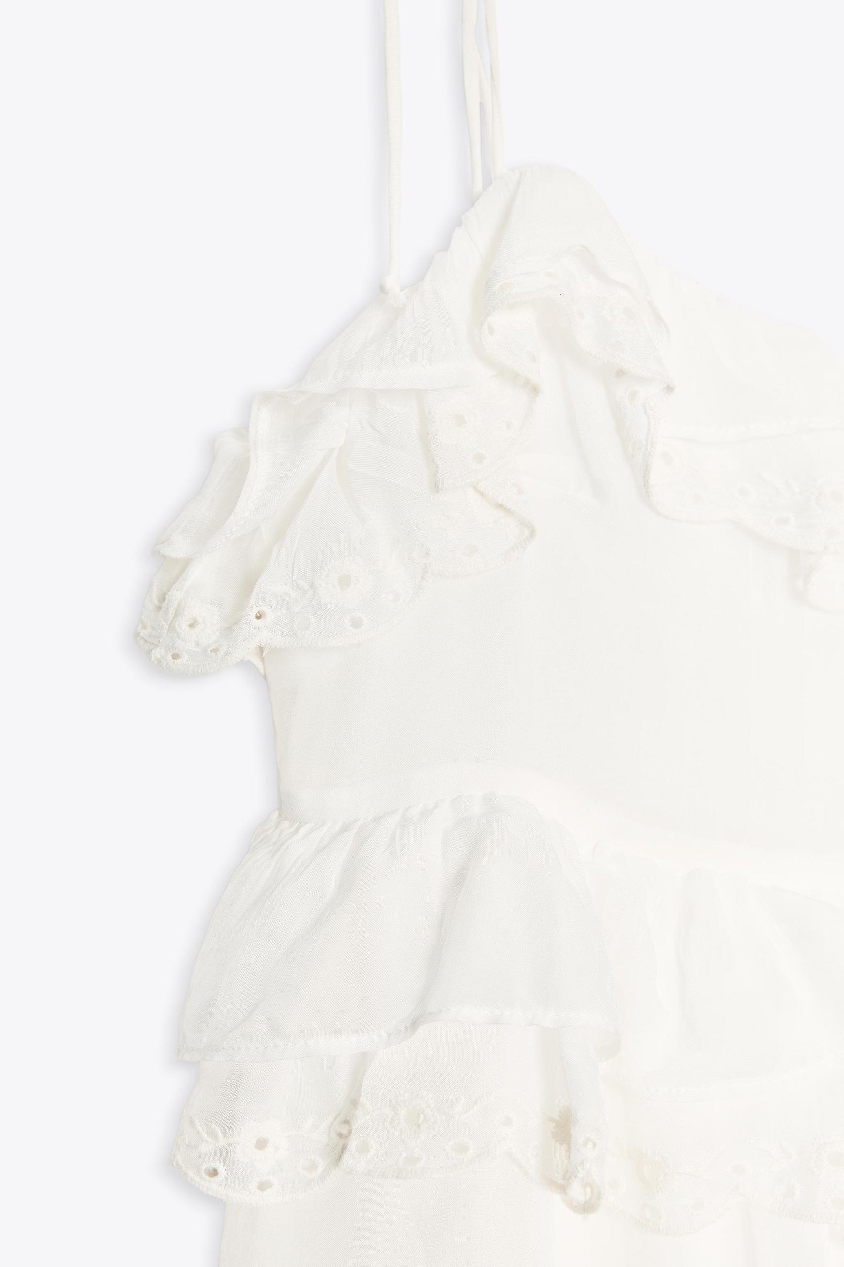 RUFFLED EMBROIDERED SHORT DRESS Product Image