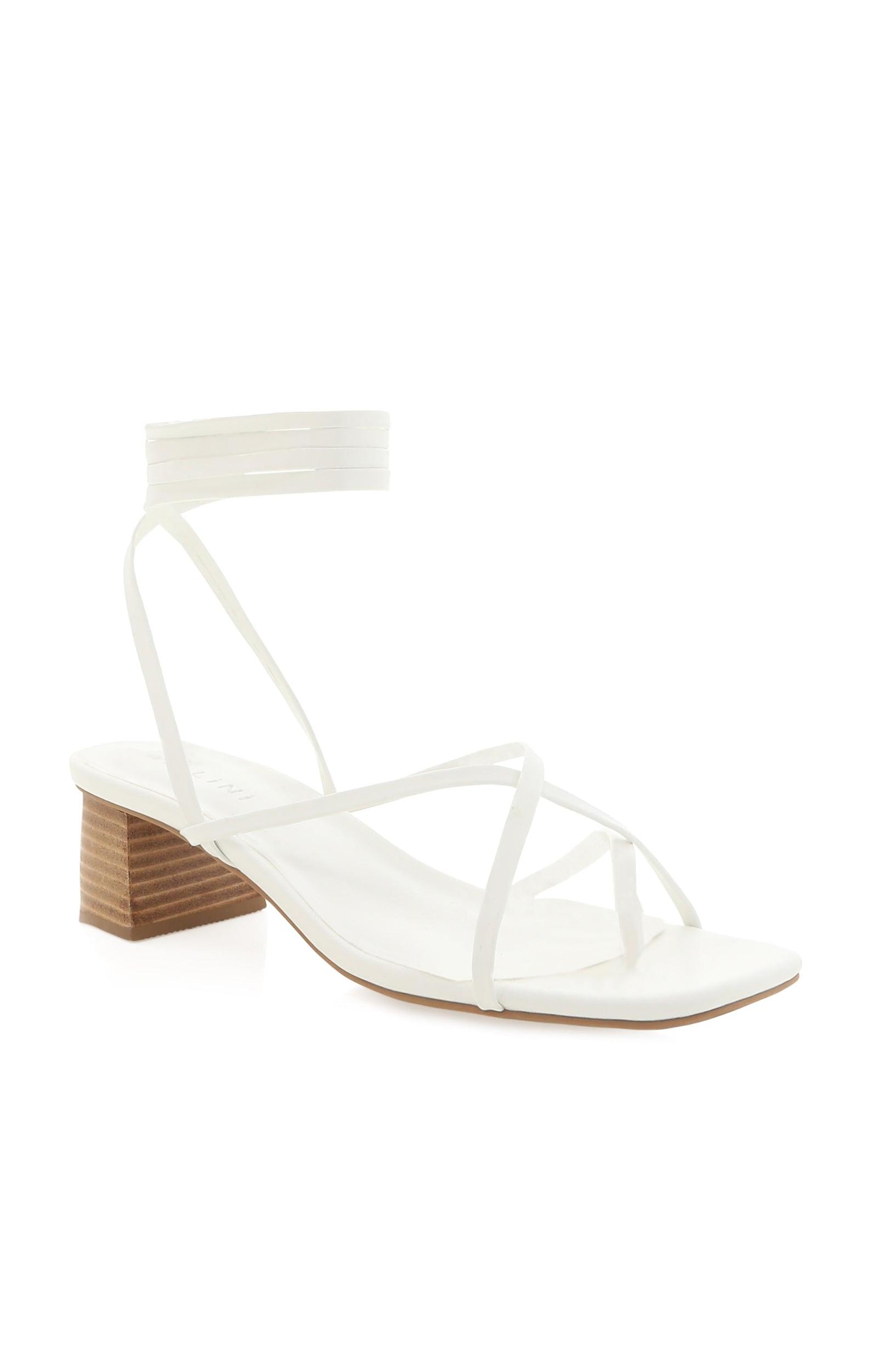 Billini Carmela Wrap Up Heel ~ White Natural Product Image