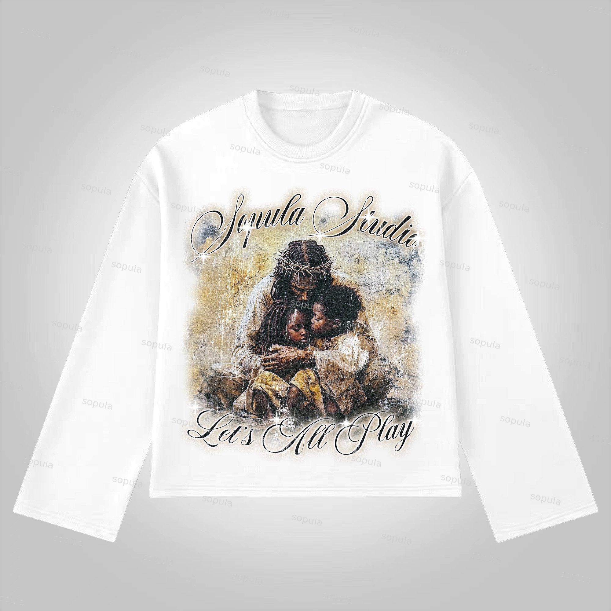 Sopula God Is Always There Retro Make Vintage Graphics Cotton Long Sleeve T-Shirt Product Image