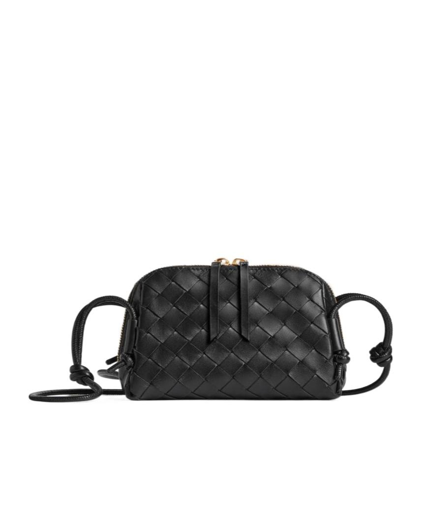 BOTTEGA VENETA Concert Mini Intrecciato Leather Pouch In Black Product Image