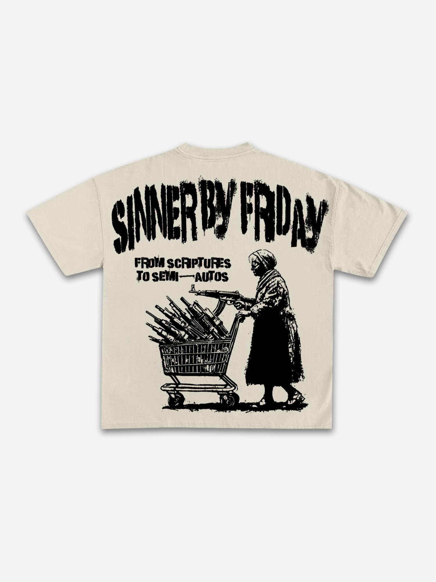 Sunday Is A Saint, Friday Is A Sinner Street Vintage Graphic Cotton T-shirt Product Image