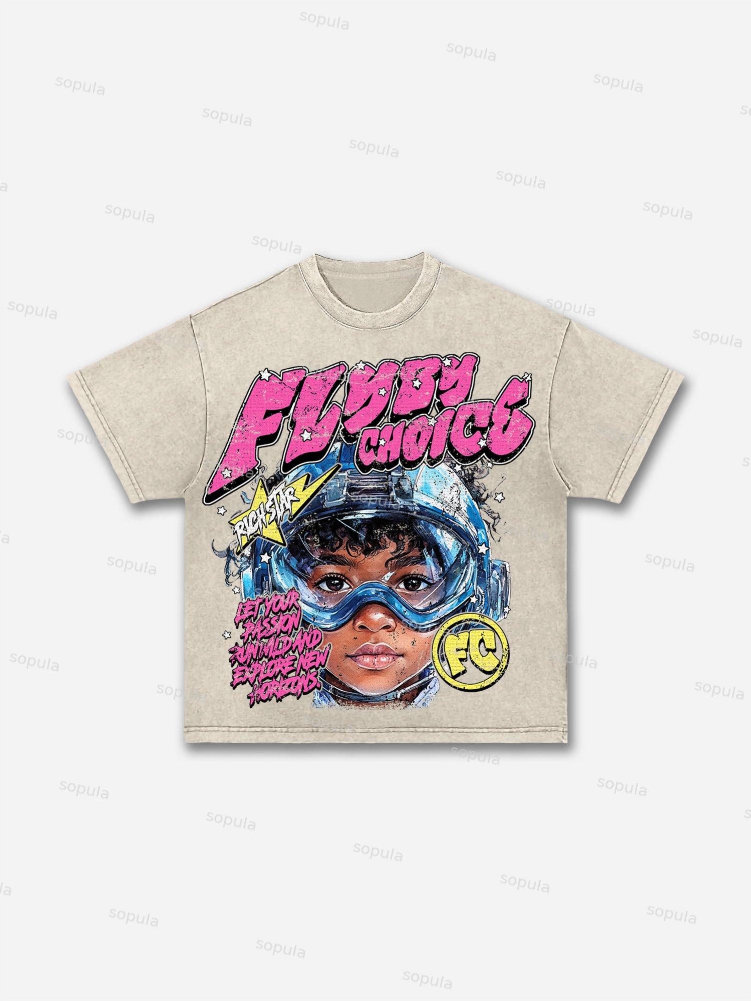 Fly By Choice Graphic Acid Wash T-shirt Product Image