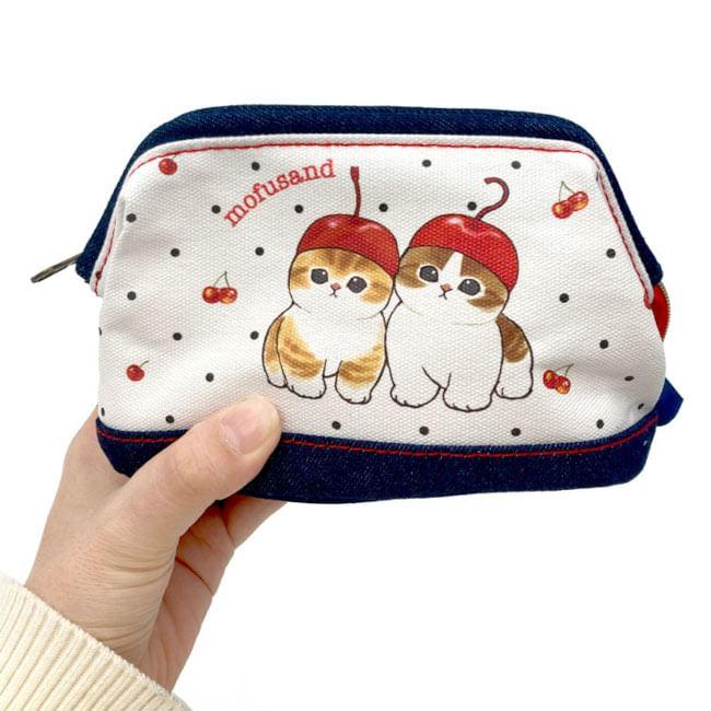 mofusand Denim Makeup Pouch (Cherry) Product Image