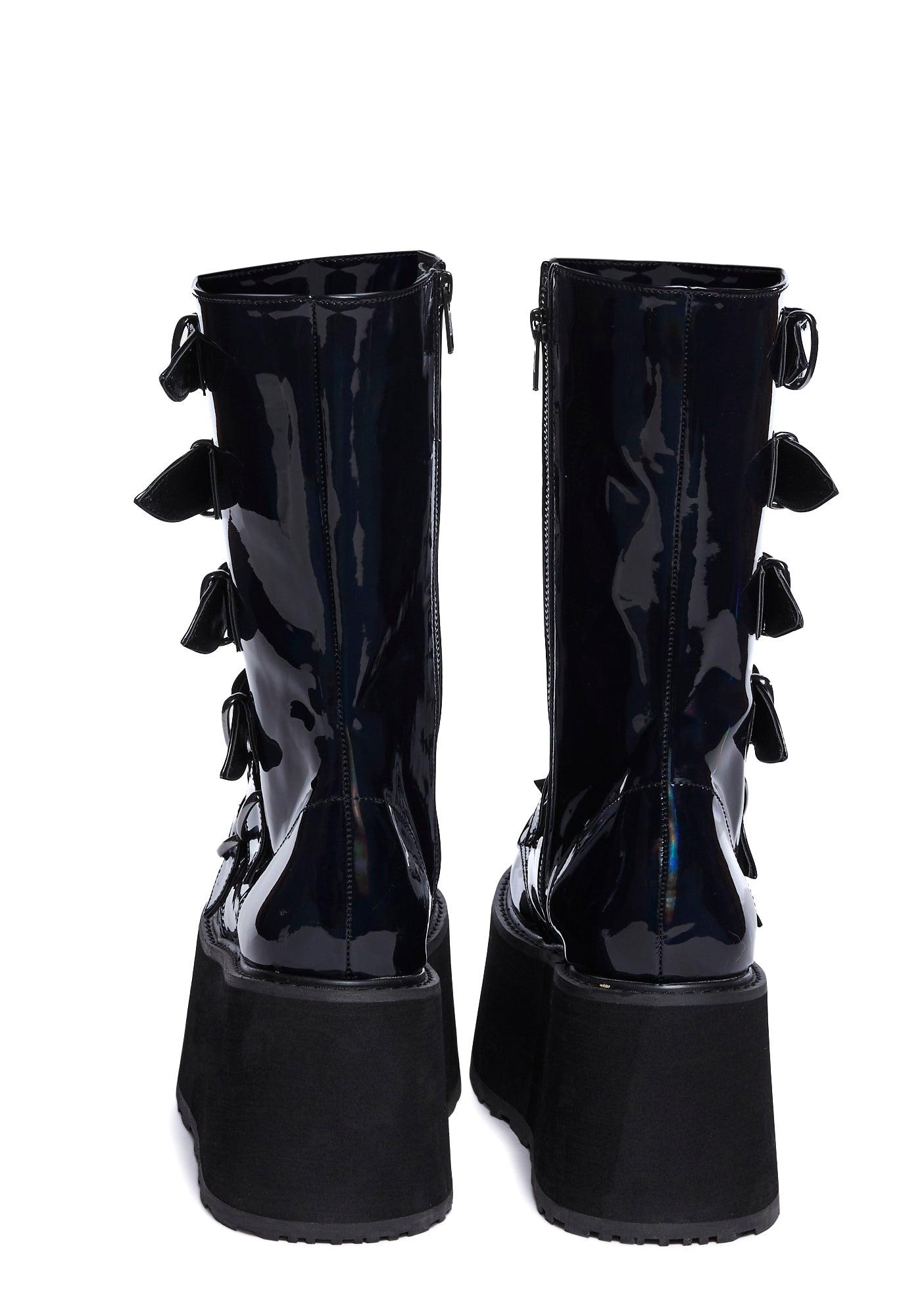 Black Hologram Platform Buckle Boots Product Image