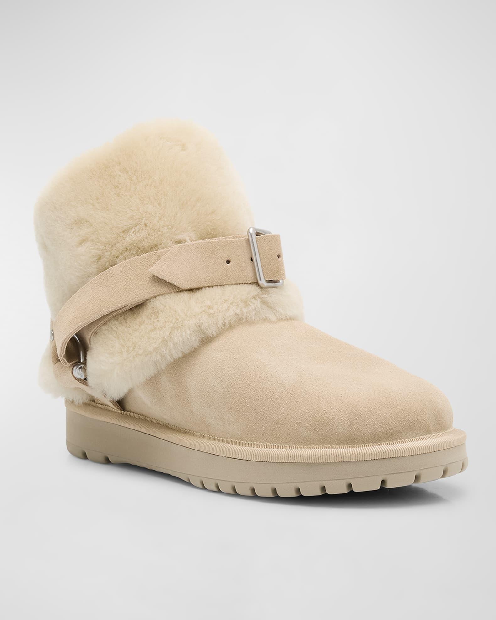 Chubby Suede Shearling Harness Booties Product Image