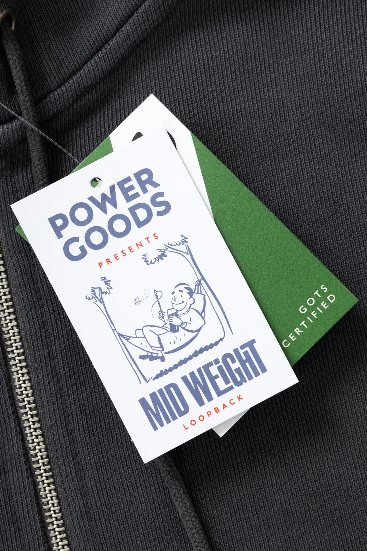 Power Goods - Loopback Zip Hoodie - Washed Black Product Image
