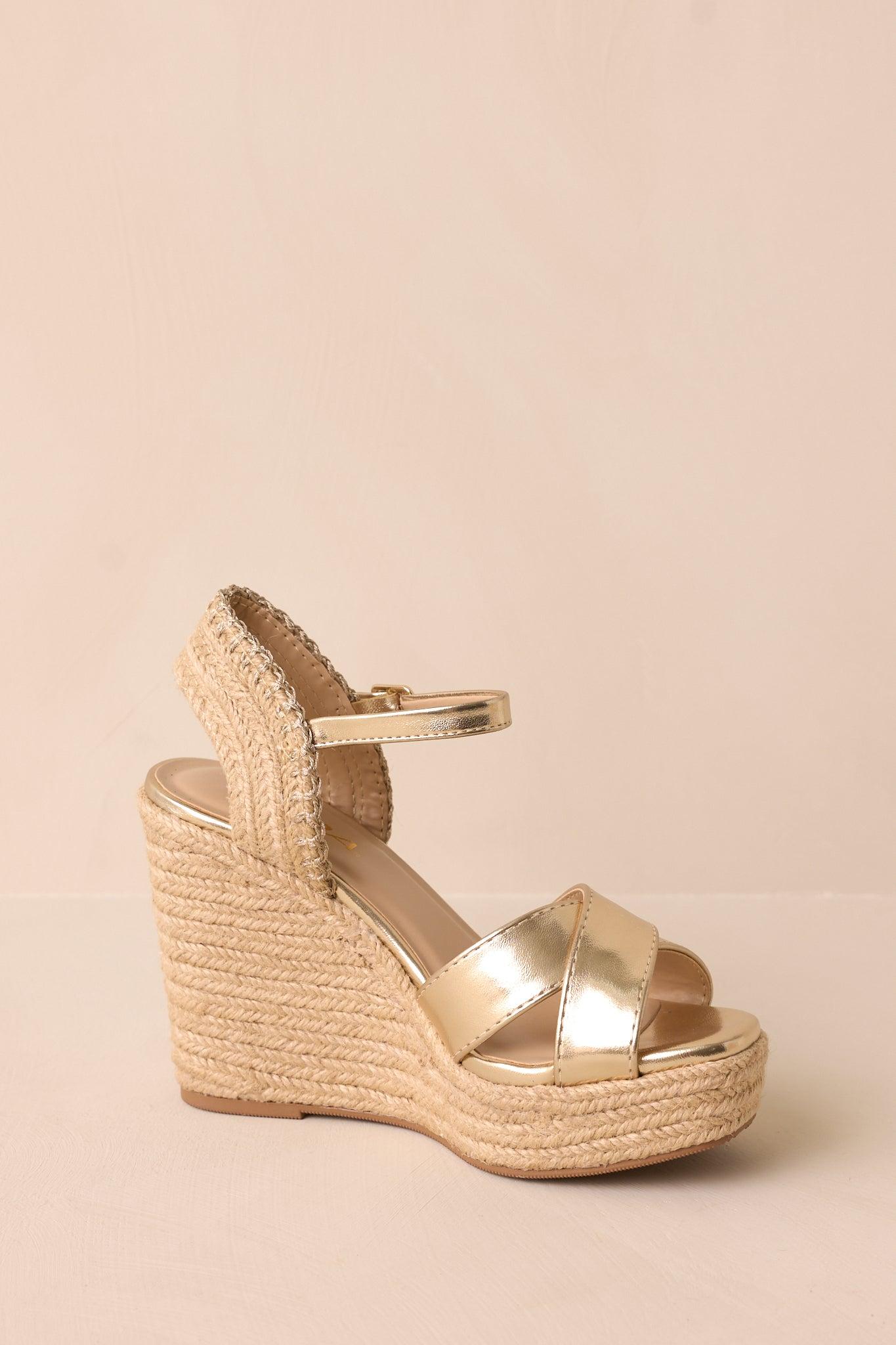 Lovely Steps Gold Platform Wedges Product Image