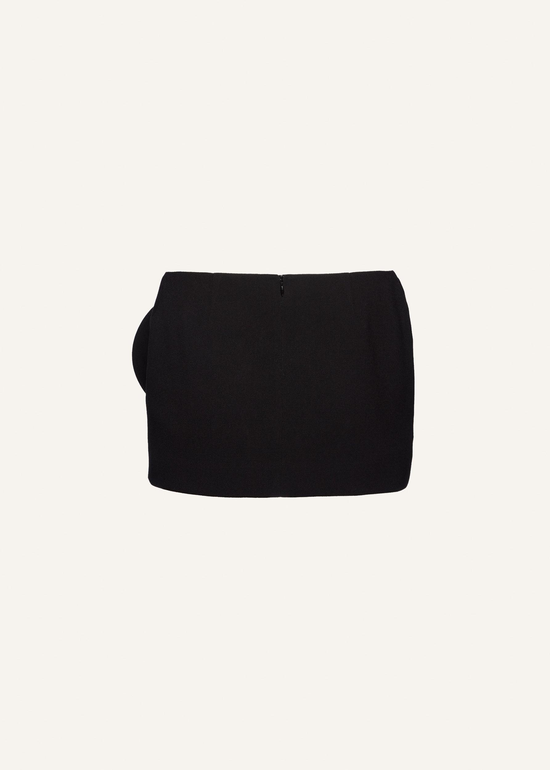 Low waist floral appliqué mini skirt in black Product Image