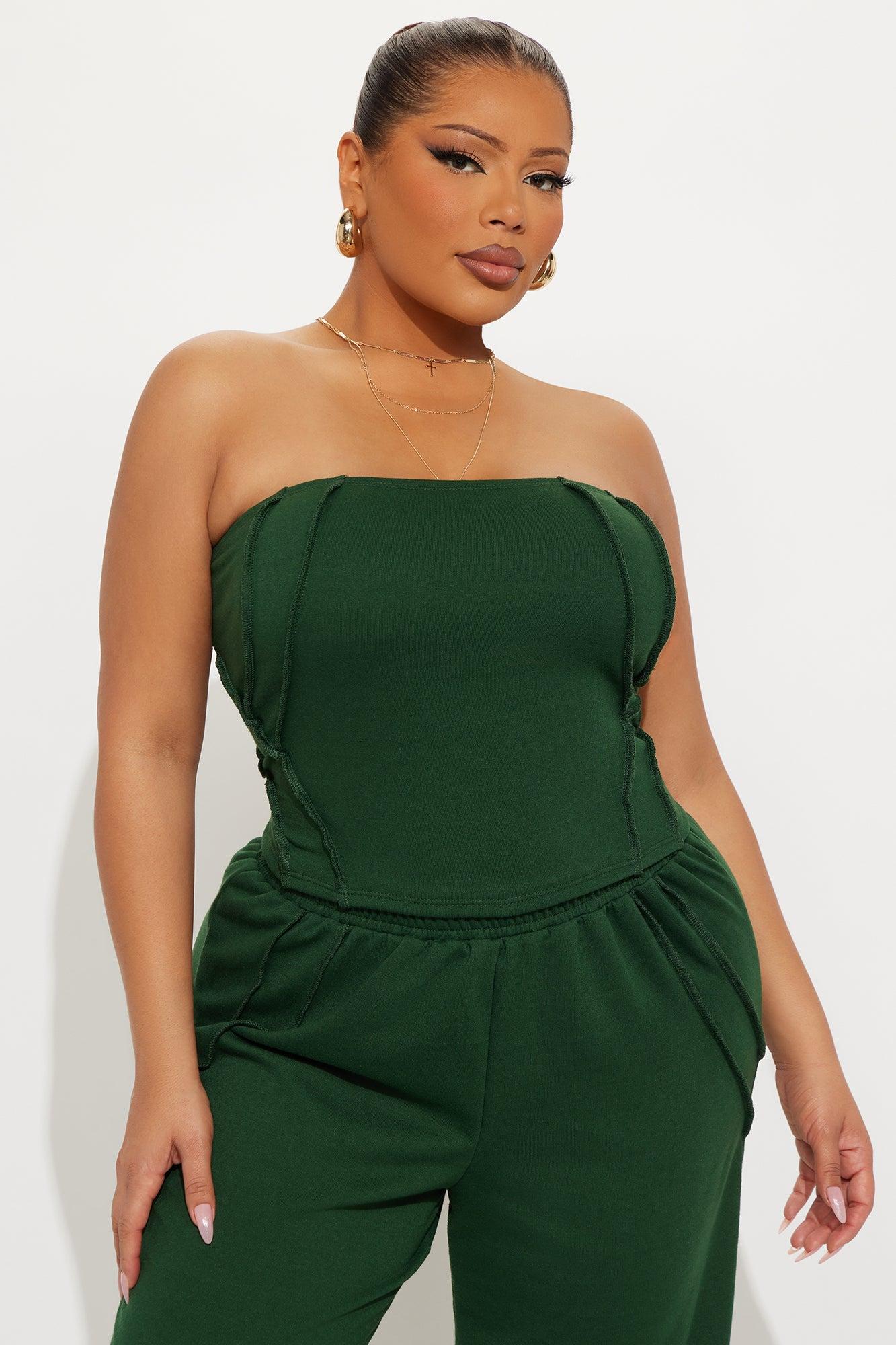 Bree Strapless Wide Leg Pant Set - Hunter Green Female Product Image