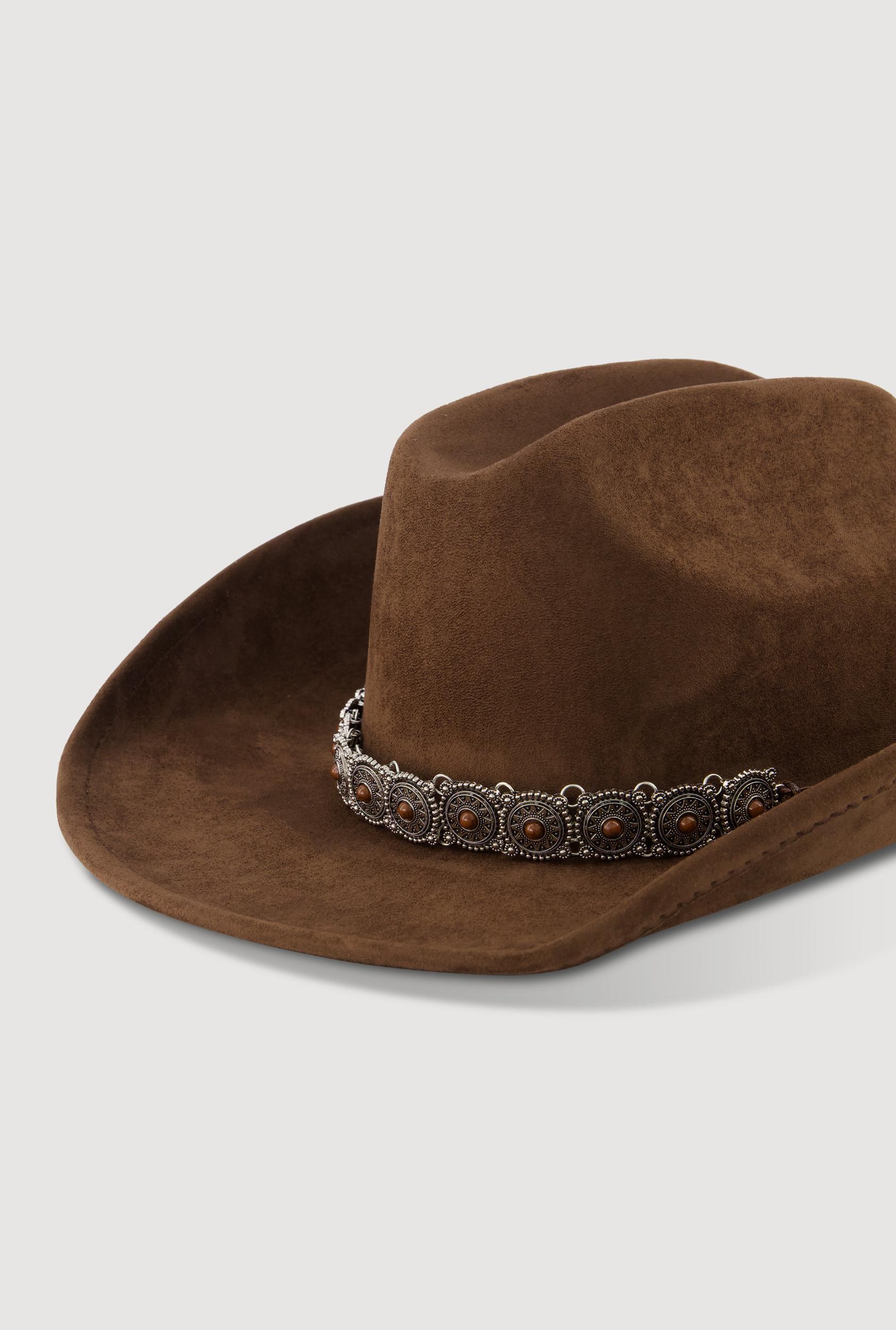 Faux Suede Boho Belted Cowboy Hat Female Product Image