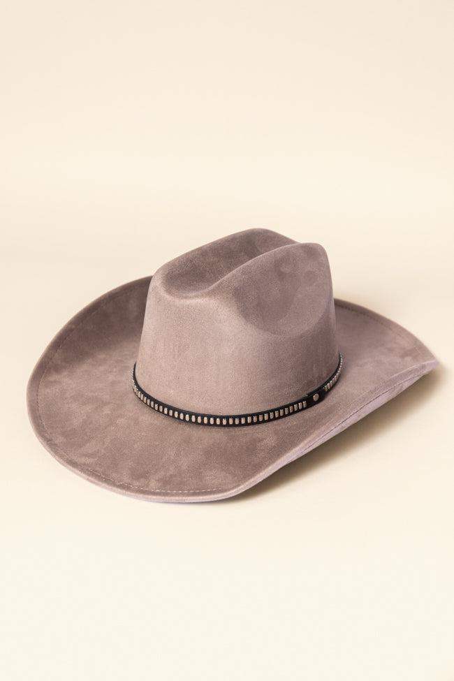 Taupe Rectangle Stud Band Cowboy Hat Product Image