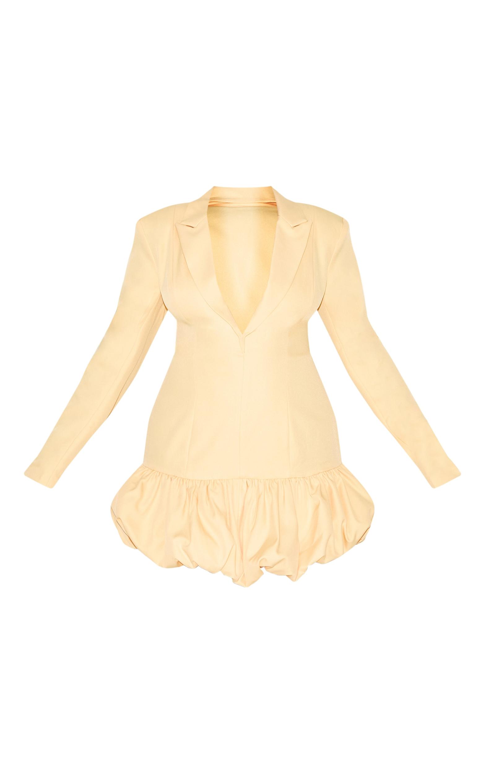 Plus Lemon Plunge Puff Hem Blazer Dress Product Image