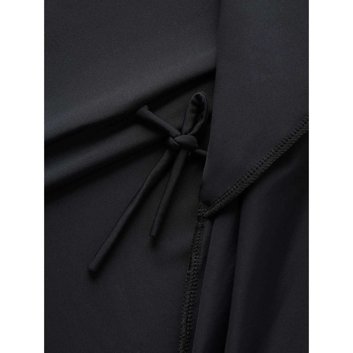 Plus Size Anti Float Tie Pockets Swim Bottoms Women's Swimwear Black Resort High stretch Bodycon High Rise Side seam pocket Curve Swim Bottoms BloomChic 12/L Product Image