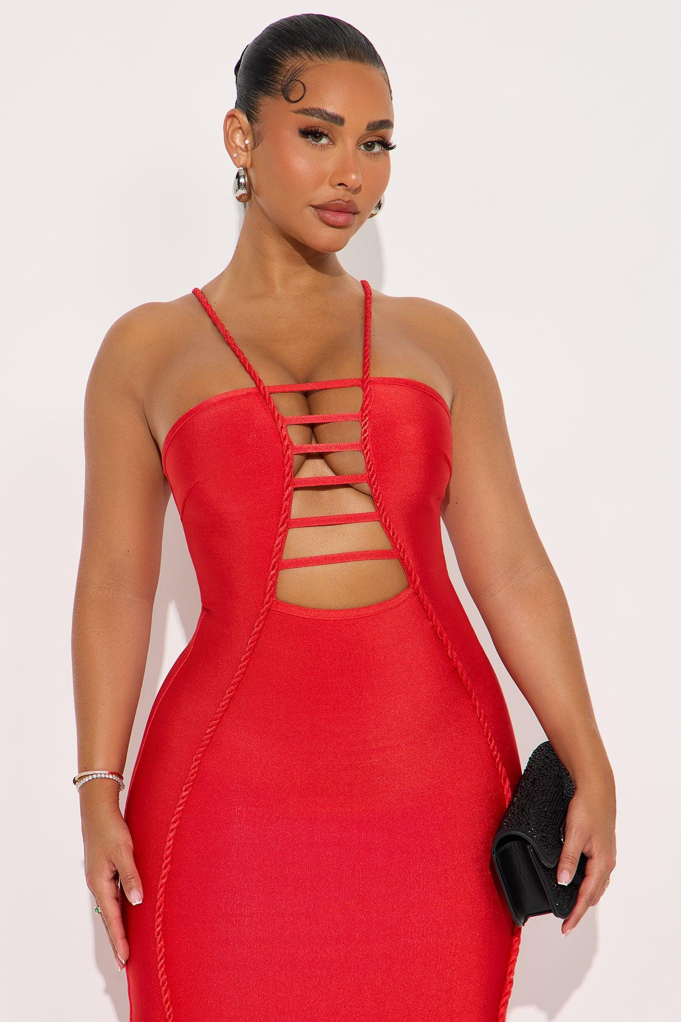 Pleasing You Bandage Midi Dress - Red Female Product Image