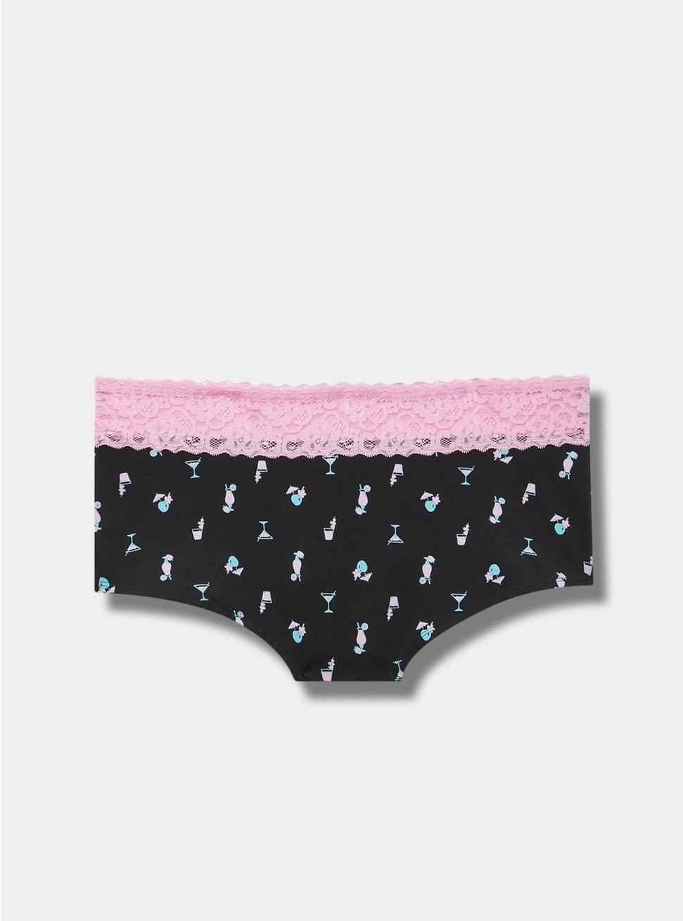 Cotton Mid-Rise Lace Trim Boyshort Panty Product Image