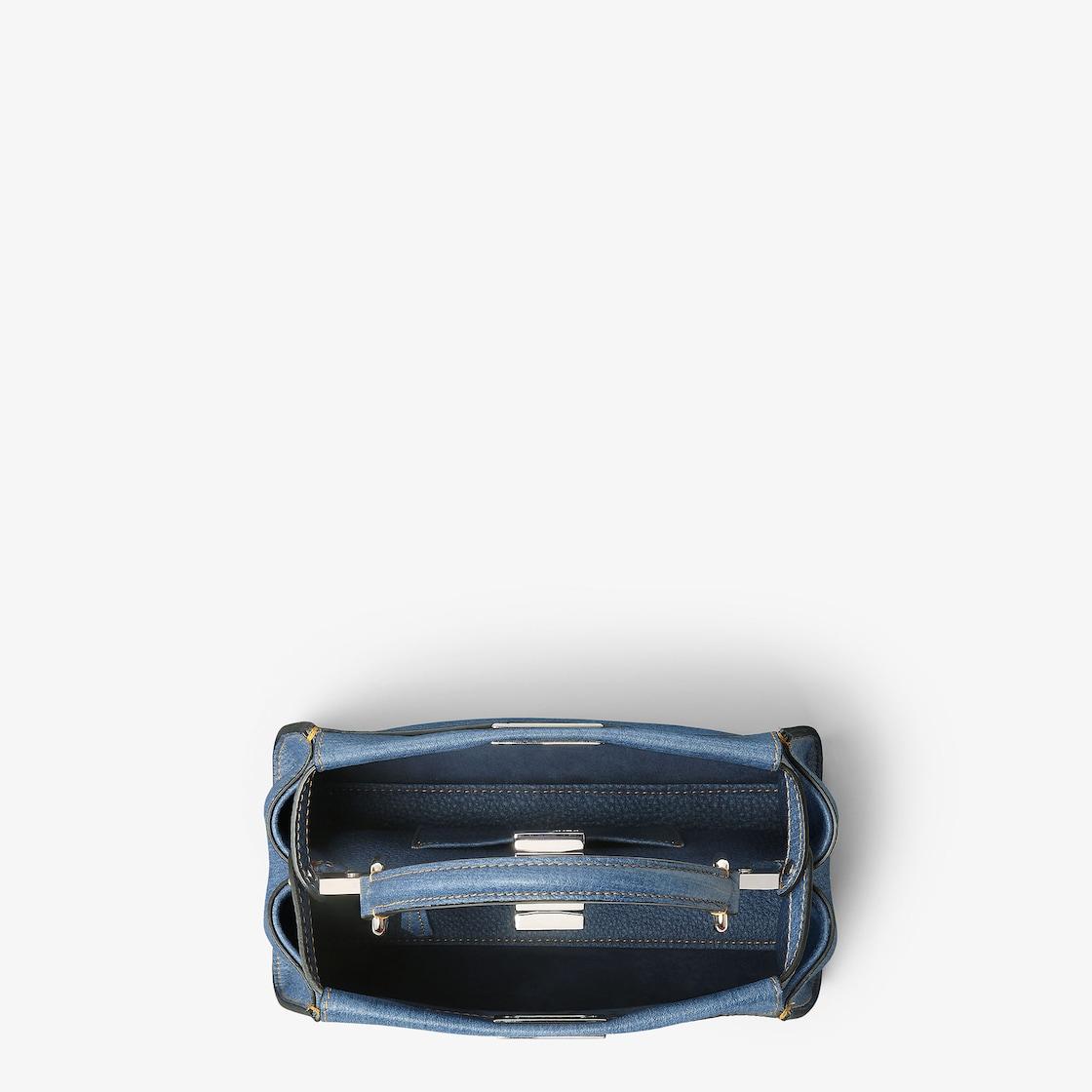 Peekaboo MiniDenim-effect blue leather bag Product Image