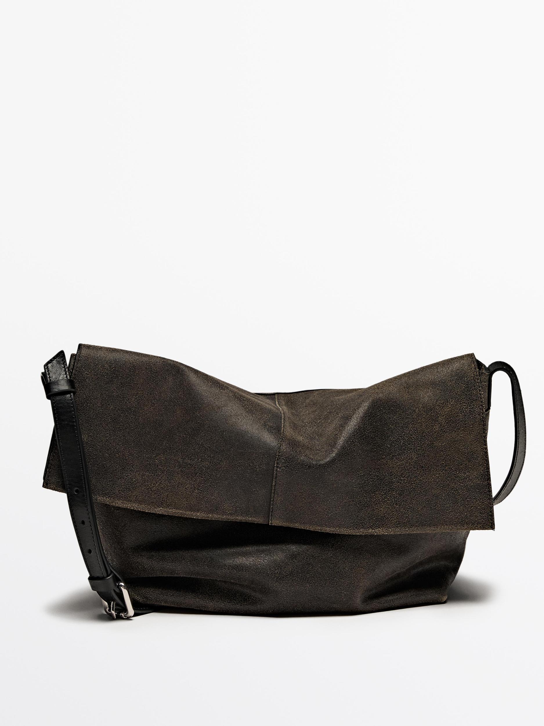 Distressed nappa leather flap bag Product Image