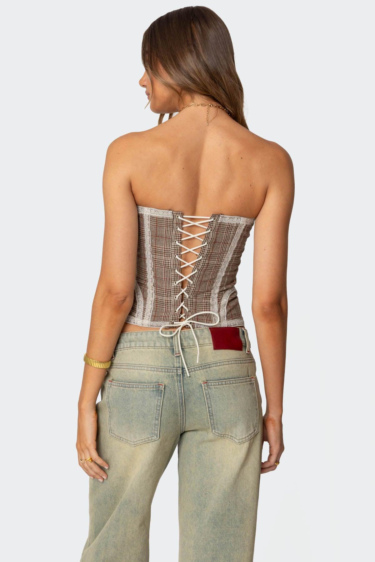 Jaiden Houndstooth Plaid Corset Product Image