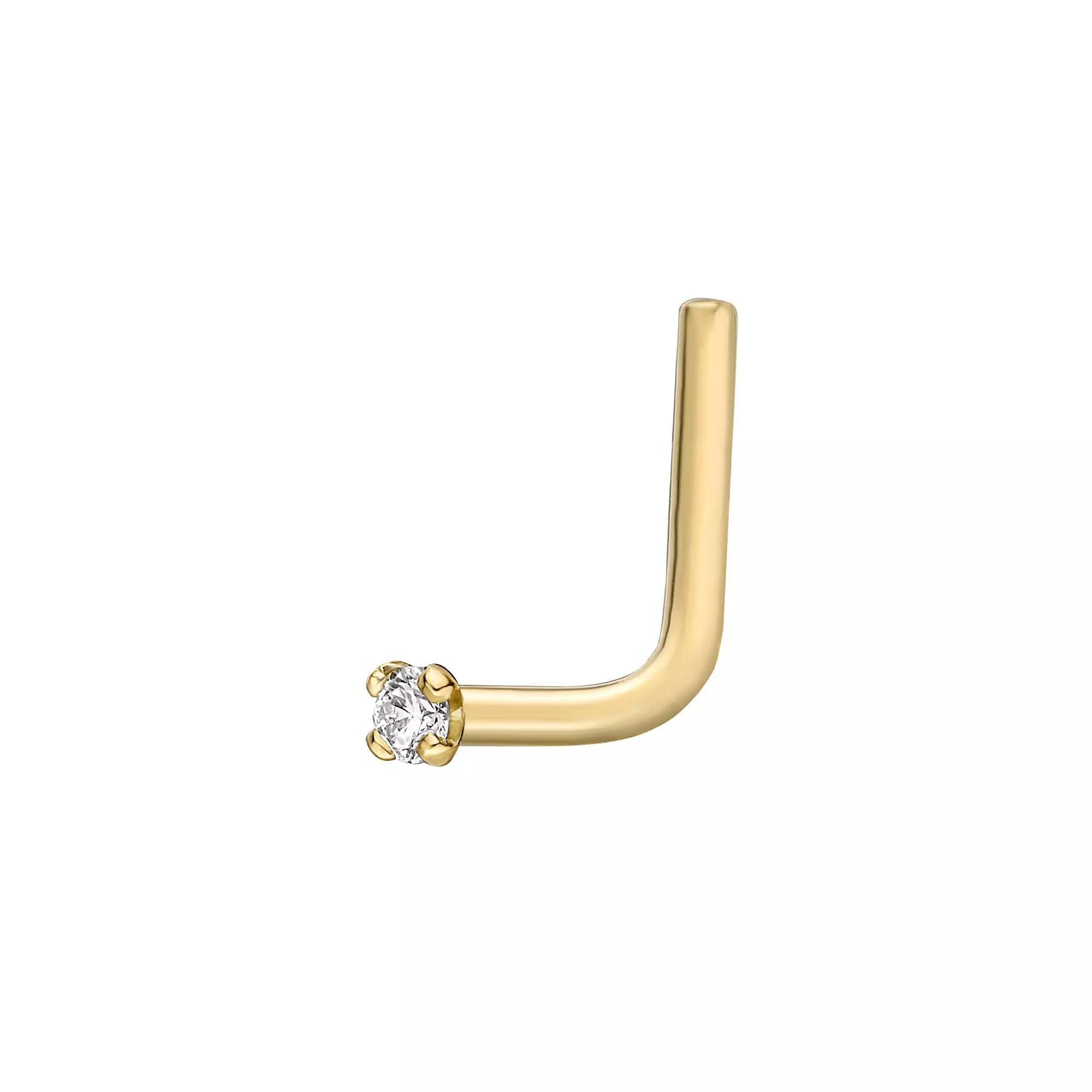 Lila Moon 14k Gold Diamond Accent L-Shape Nose Stud, Women's Product Image