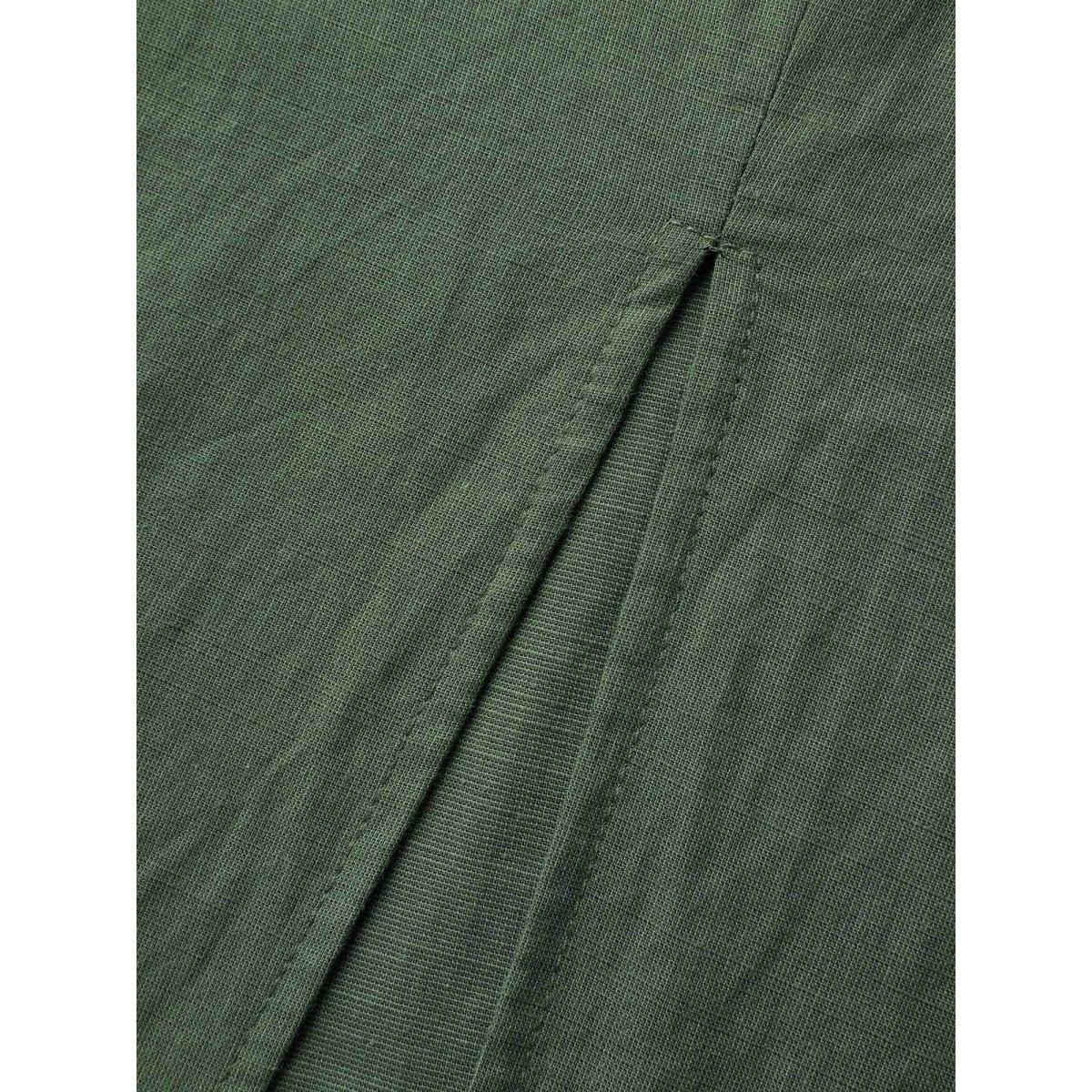 Plus Size Overall Straps Front Slit Pockets Midi Dress Emerald Women Leisure Square Neck Sleeveless Curvy BloomChic 10/M Product Image