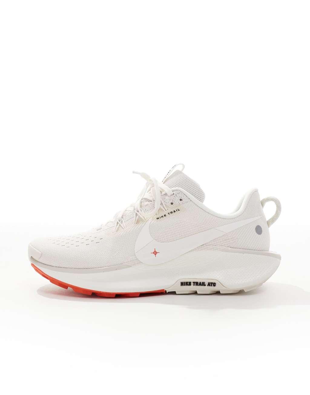 Nike Running ReactX Pegasus Trail 5 sneakers in white and red Product Image