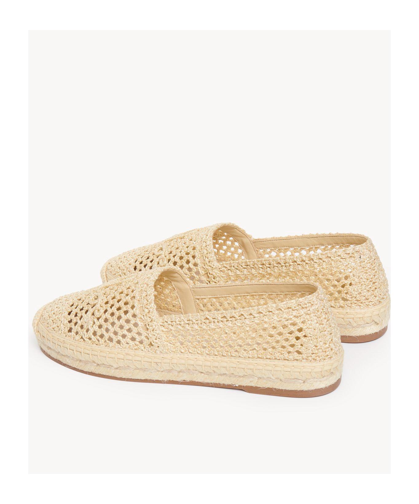 CHLOÉ Womens Chloe Isla Logo-embossed Crochet Espadrilles In Brown Product Image