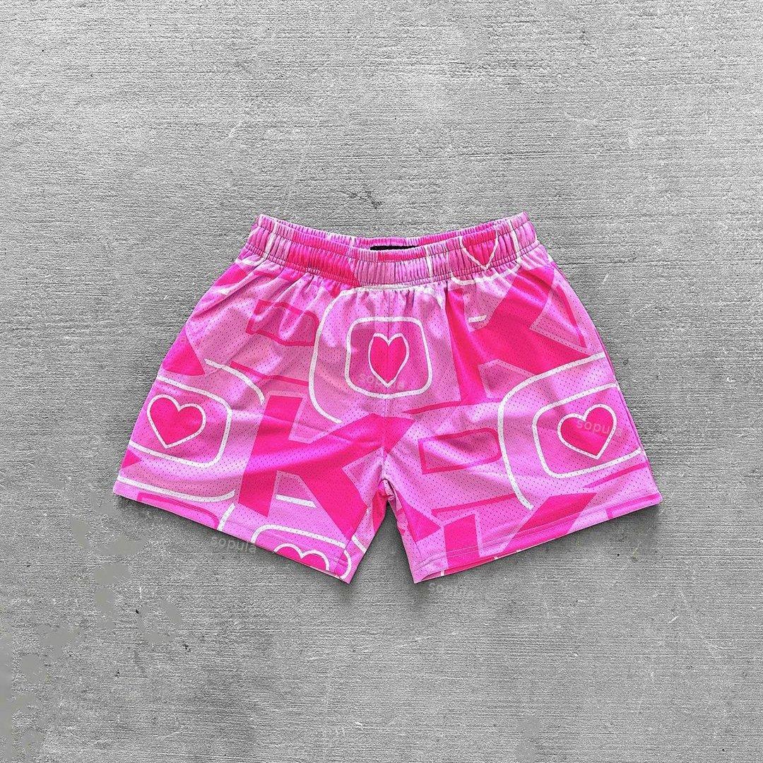 Vintage Heart Love Graphic Casual Street Mesh Shorts Product Image