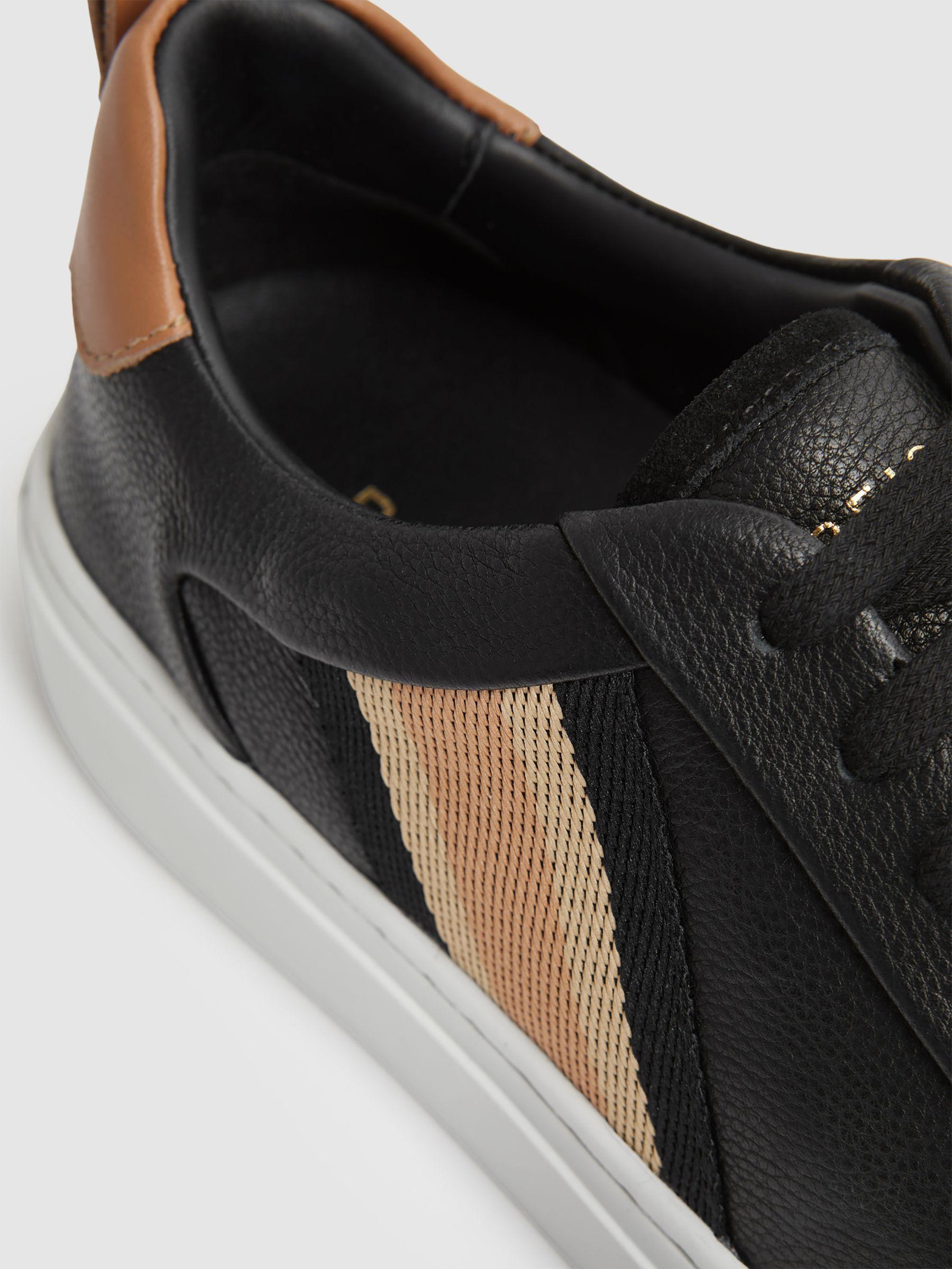 Leather Side Stripe Trainers in Black Product Image