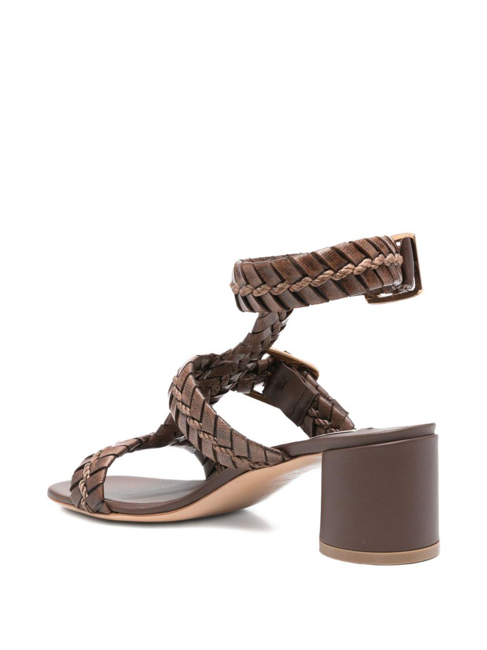 50mm braided leather block-heel heeled sandals Product Image