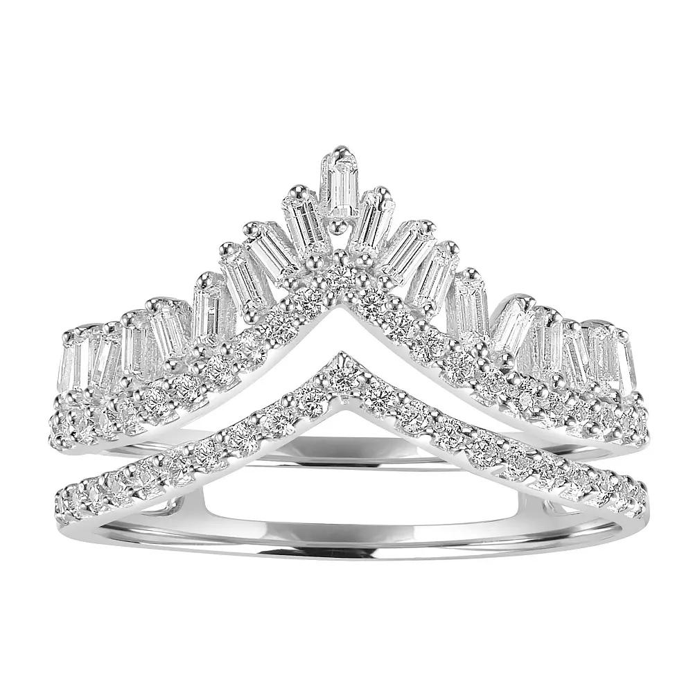Judy Crowell Sterling Silver CZ Crown Ring, Women's, Size: 6 Product Image