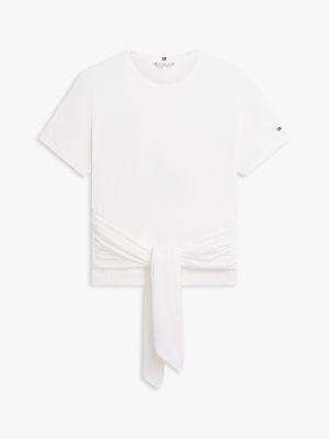 Tie-Front Slub Cotton T-Shirt Product Image