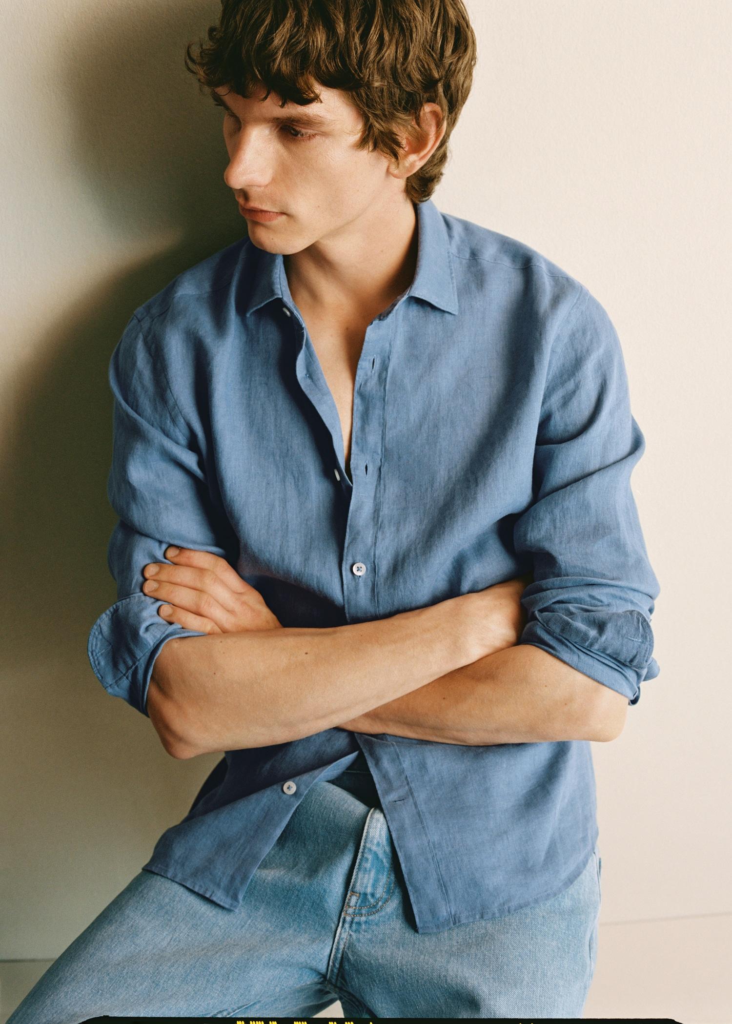 Linen 100% shirt - Men | MANGO USA Product Image