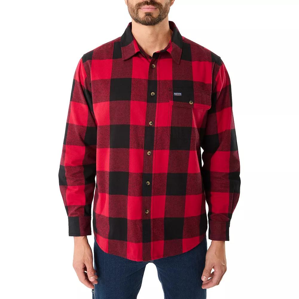 Big & Tall Smith's Workwear Flannel Button Down Shirt, Men's, Size: 3XB, Red Black Product Image