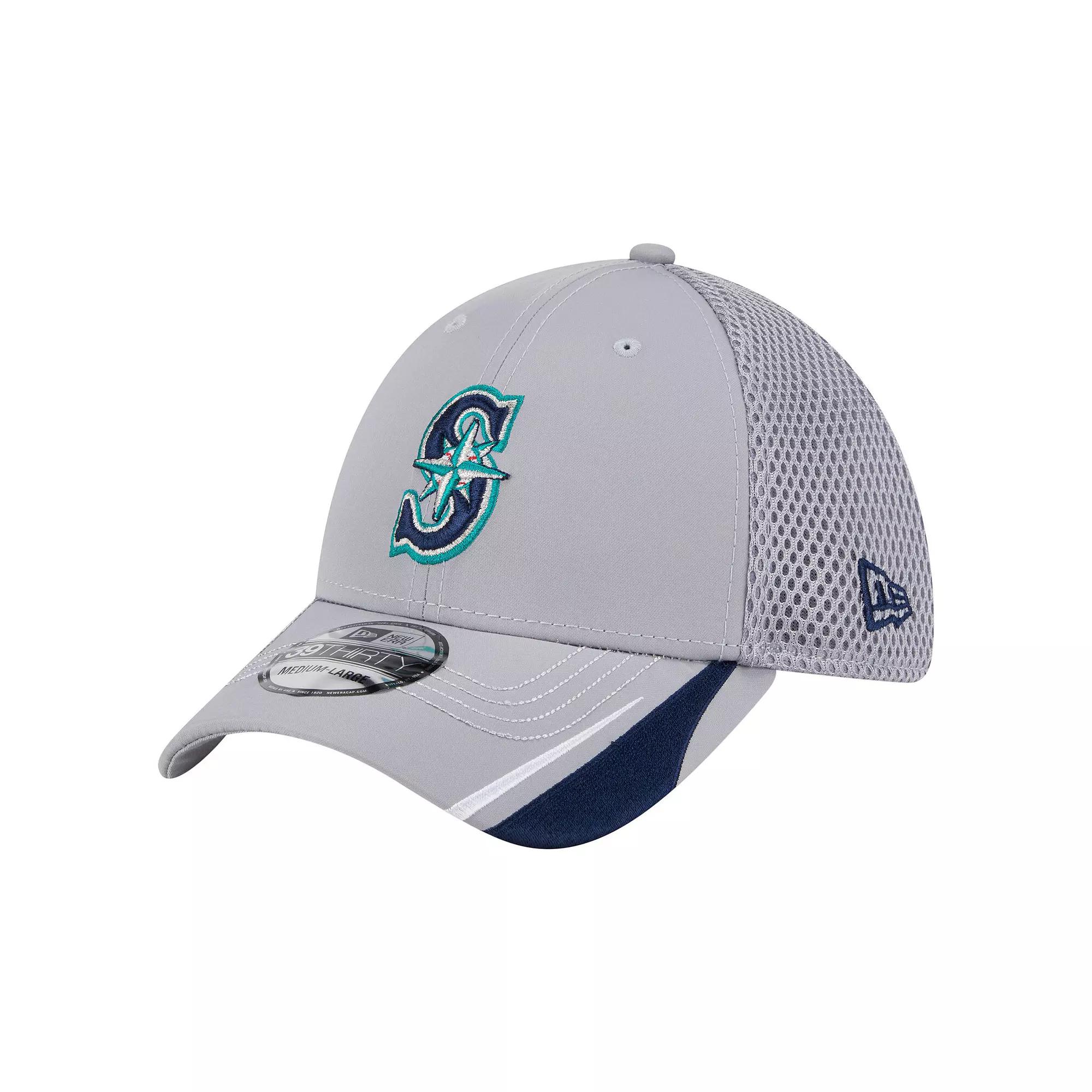 Men's New Era  Gray Seattle Mariners Linear 39THIRTY Flex-Fit Hat, Size: Medium/Large, Grey Product Image