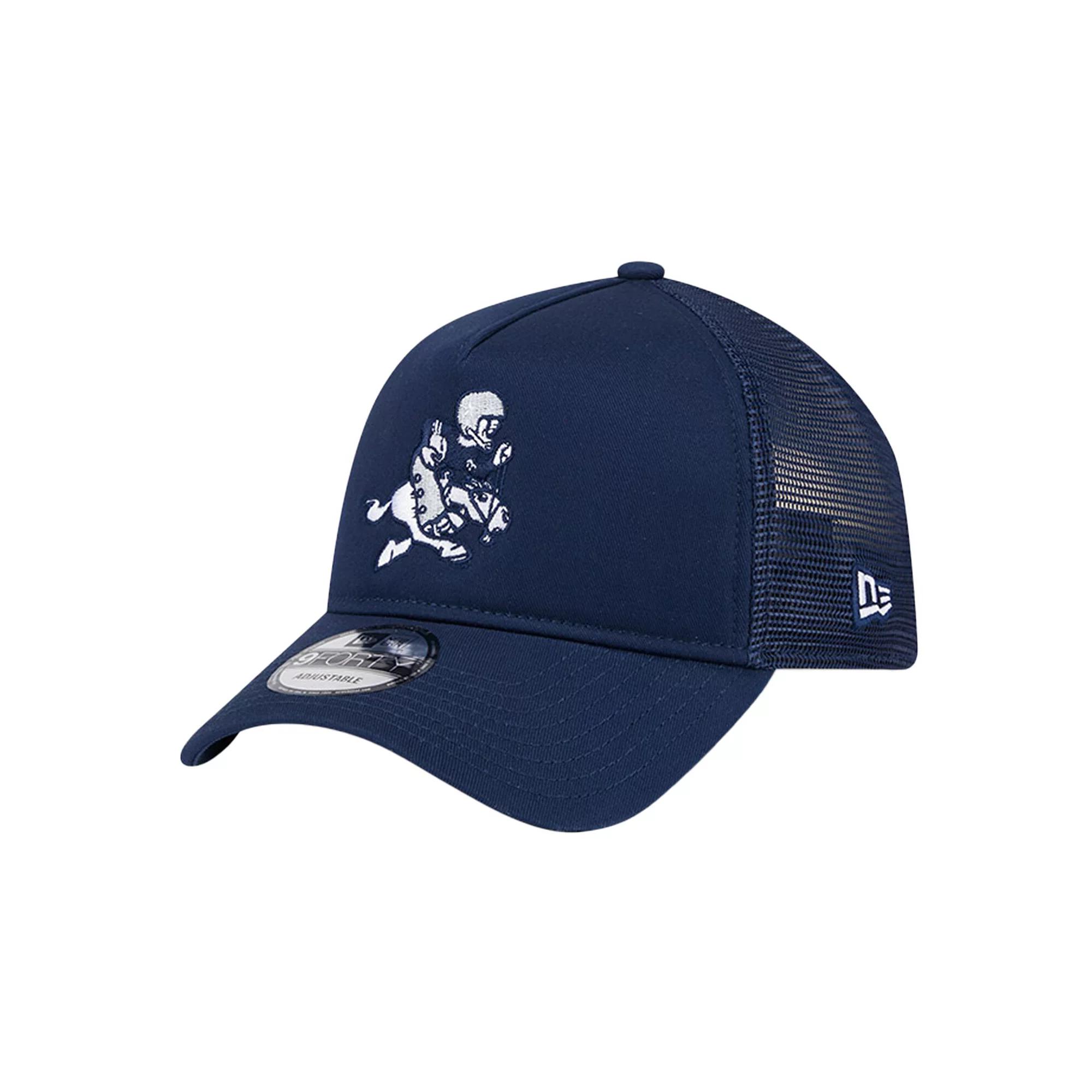 Men's New Era Navy Dallas Cowboys Retro Main A-Frame Trucker 9FORTY Adjustable Hat, Blue Product Image