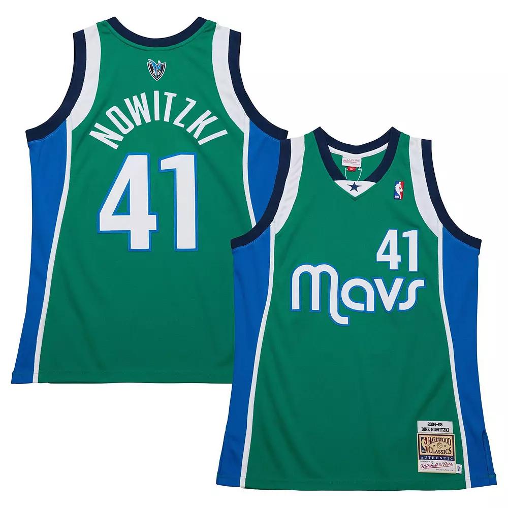 Men's Mitchell & Ness Dirk Nowitzki Green Dallas Mavericks 2004/05 Hardwood Classics Authentic Jersey, Size: Large Product Image